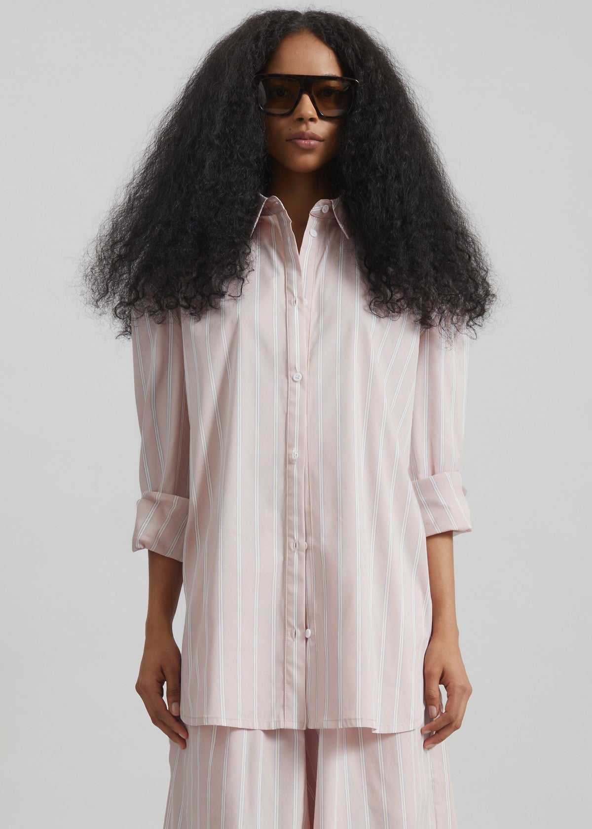 Oana Cotton Padded Shirt - Pink/White Stripes - 4