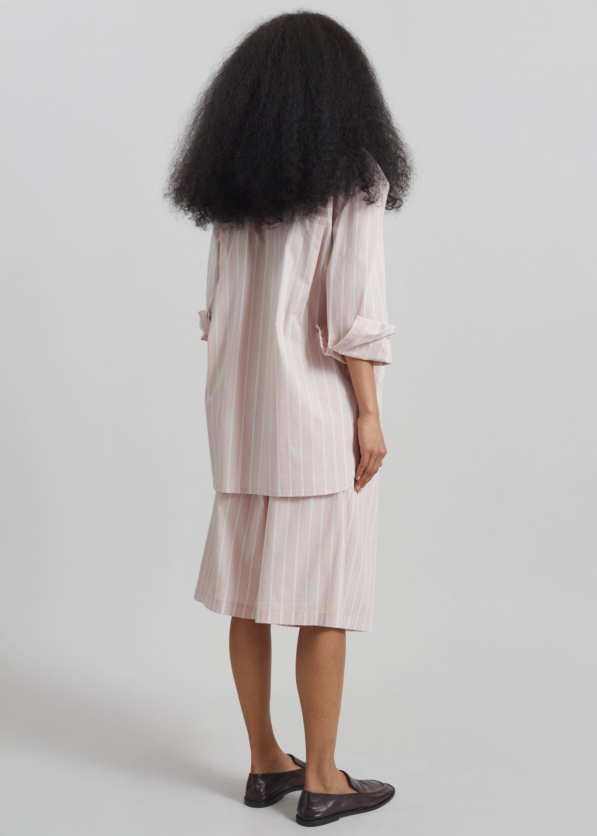 Oana Cotton Padded Shirt - Pink/White Stripes - 6
