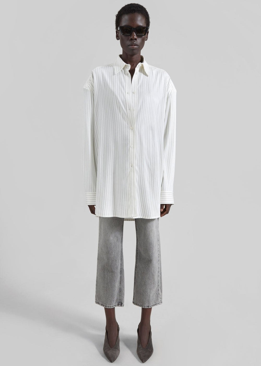 Chemise Oana fluide boutonnée - Rayures blanc/noir