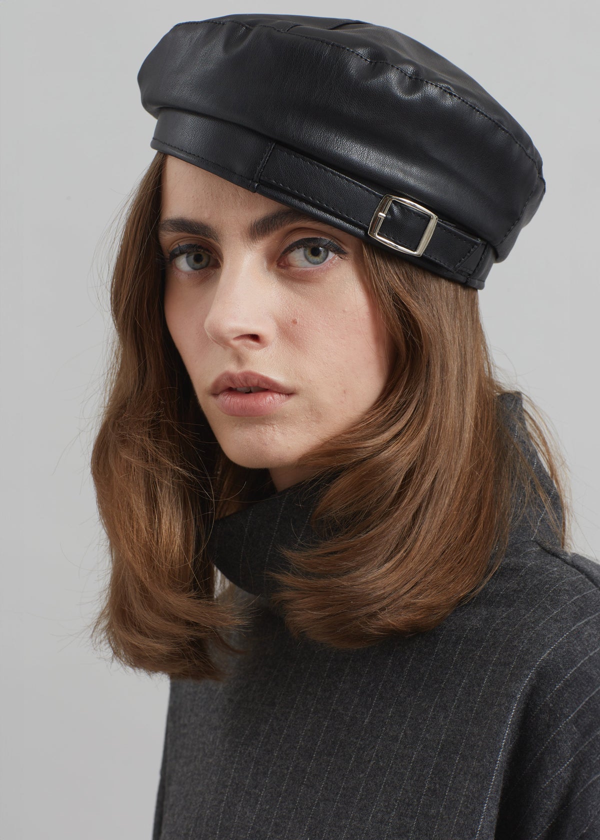 Obacka Faux Leather Beret - Black - 7