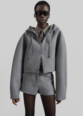 Oda Cropped Hoodie - Grey Melange