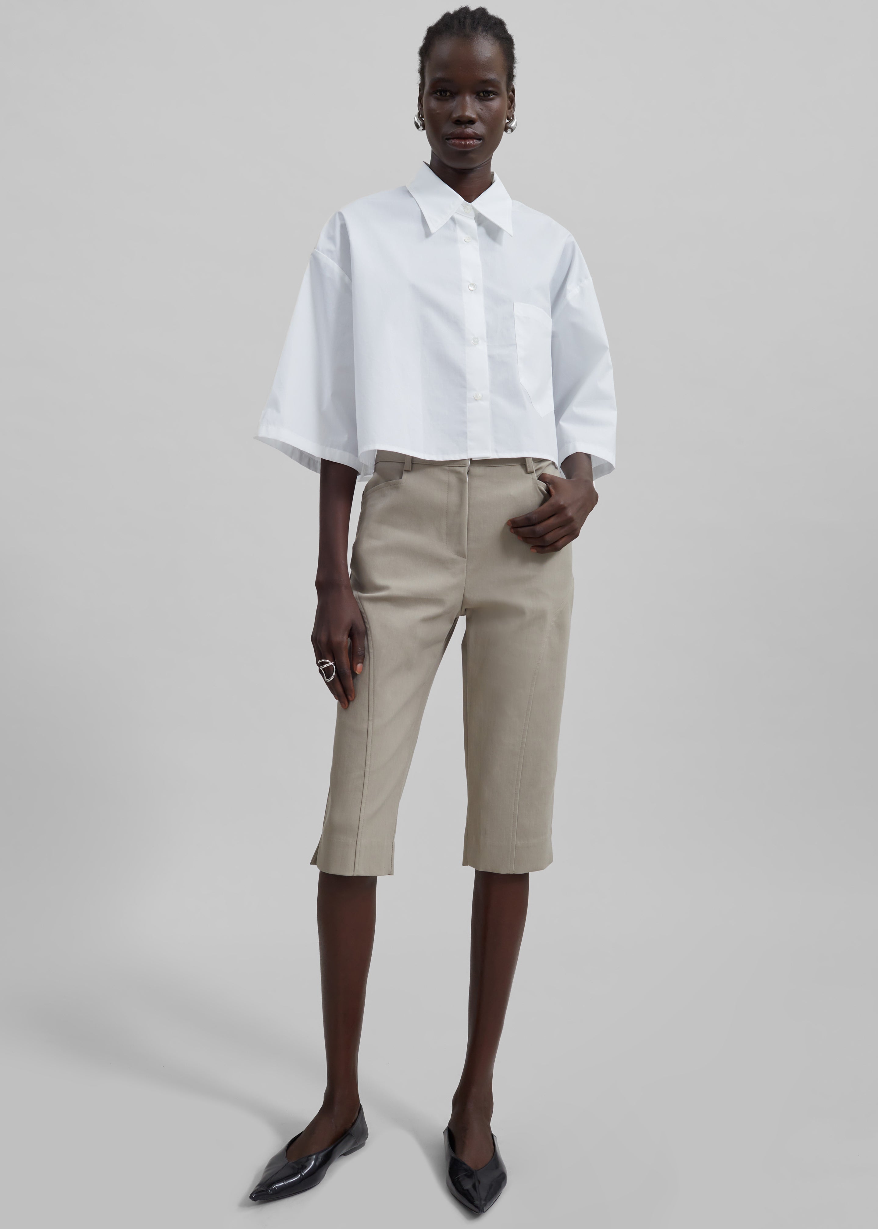 Odem Cropped Shirt - White - 1