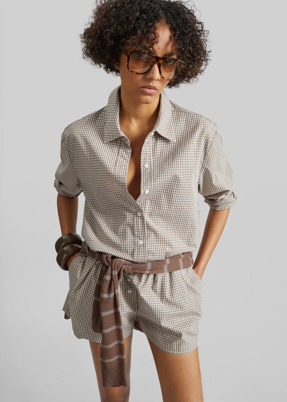 Odemira Mini Boxer Shorts - Beige Plaid - 5