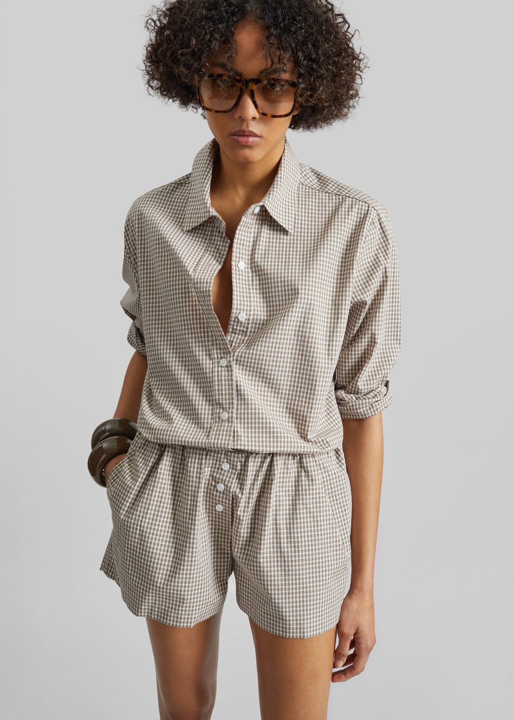 Odemira Mini Boxer Shorts - Beige Plaid - 1