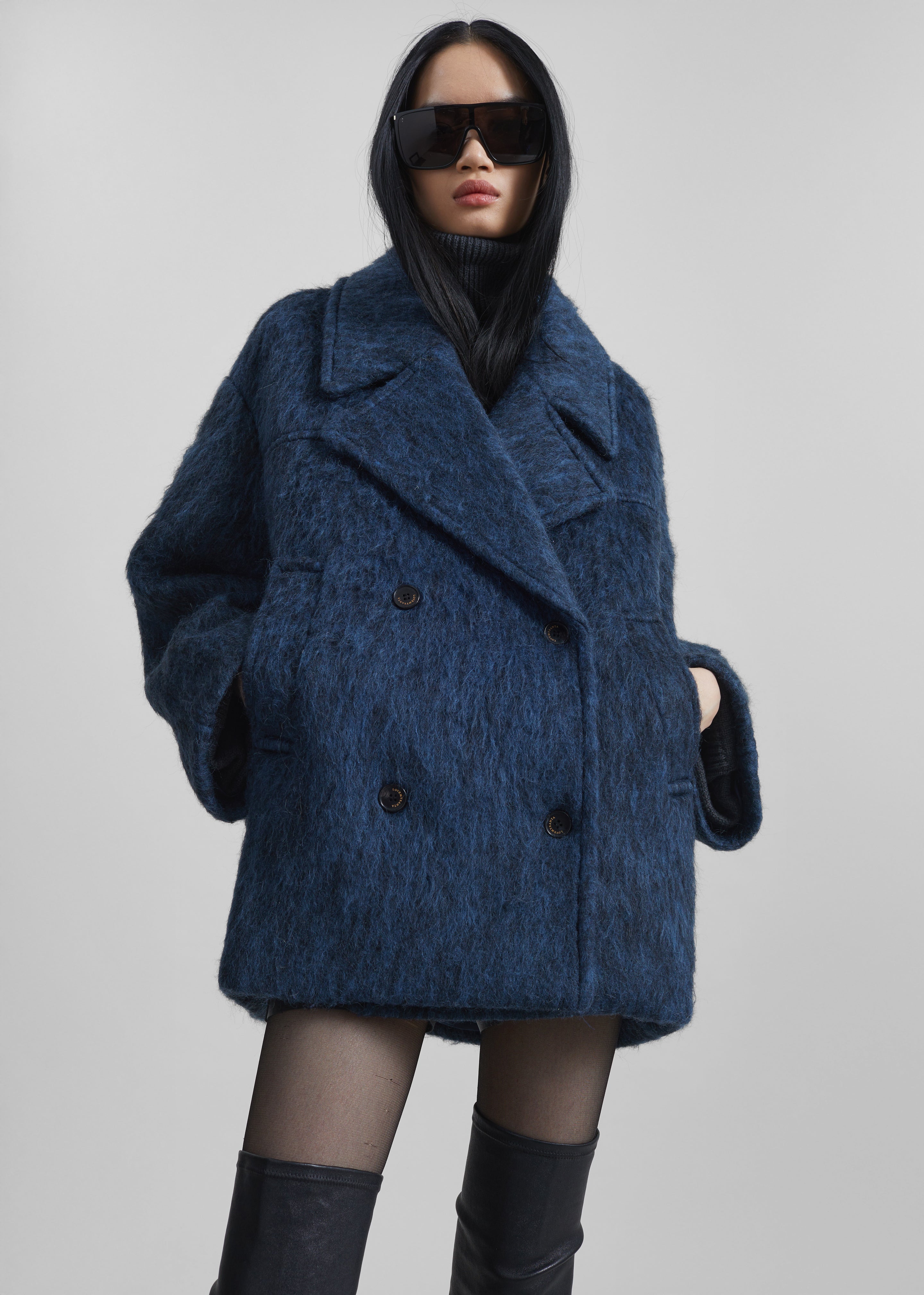 Odeone Brushed Wool Peacoat - Navy Melange – The Frankie Shop Europe