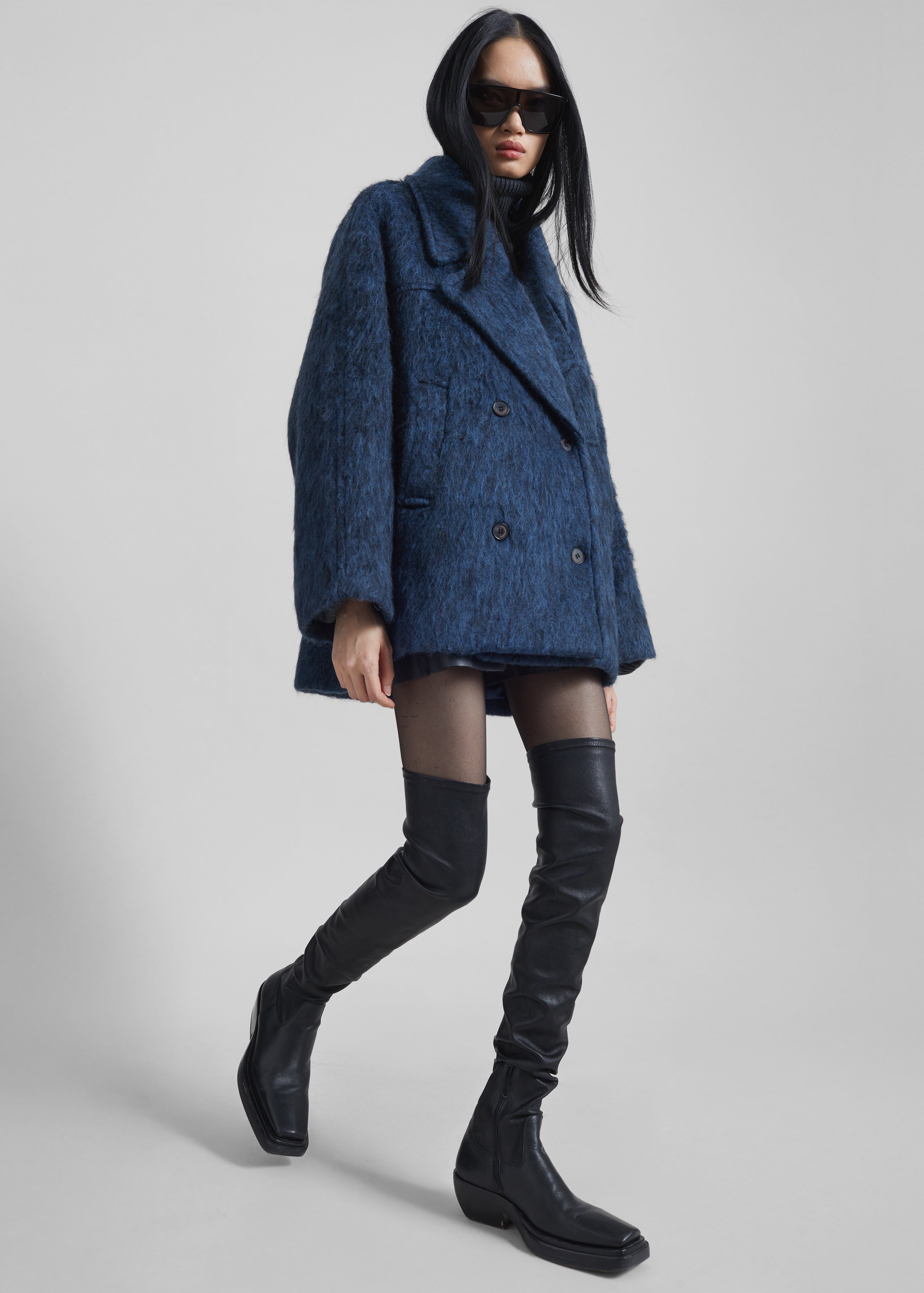 Odeone Brushed Wool Peacoat - Navy Melange – The Frankie Shop Europe