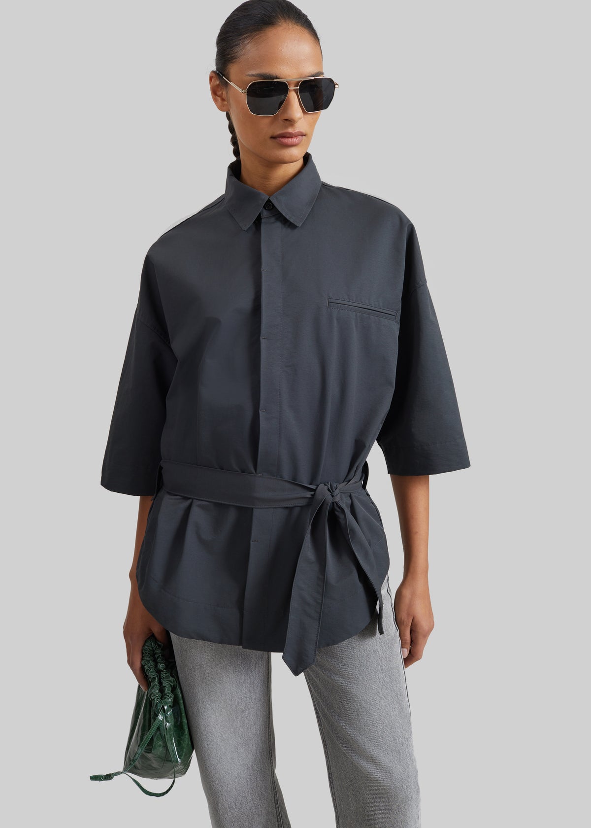 Odesa Belted Shirt - Charcoal - 7