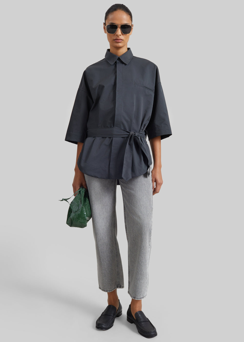 Odesa Belted Shirt - Charcoal - 1