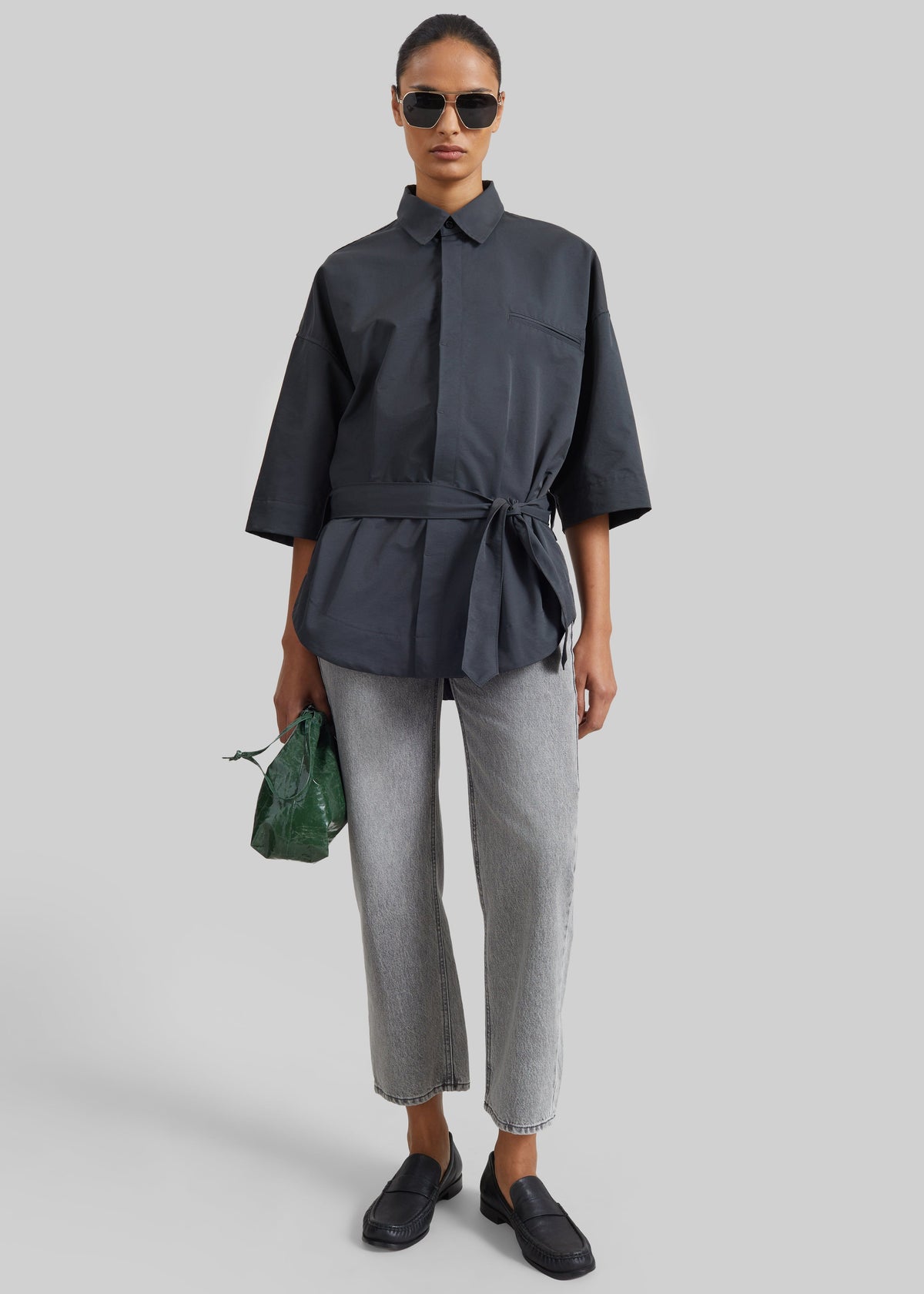 Odesa Belted Shirt - Charcoal - 2