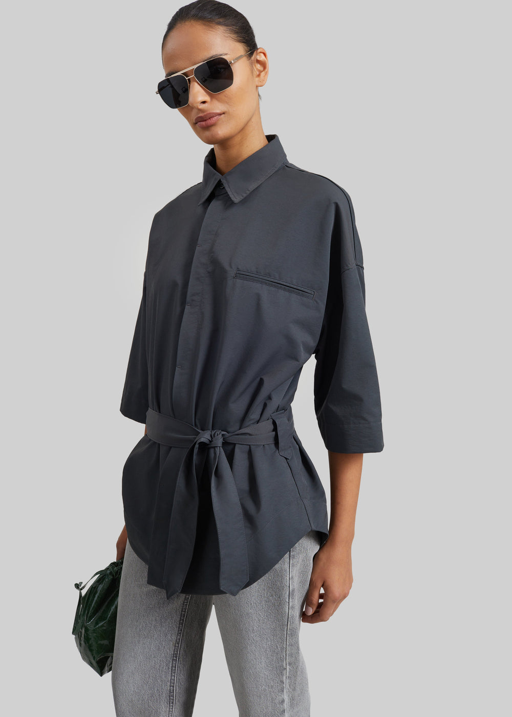 Odesa Belted Shirt - Charcoal