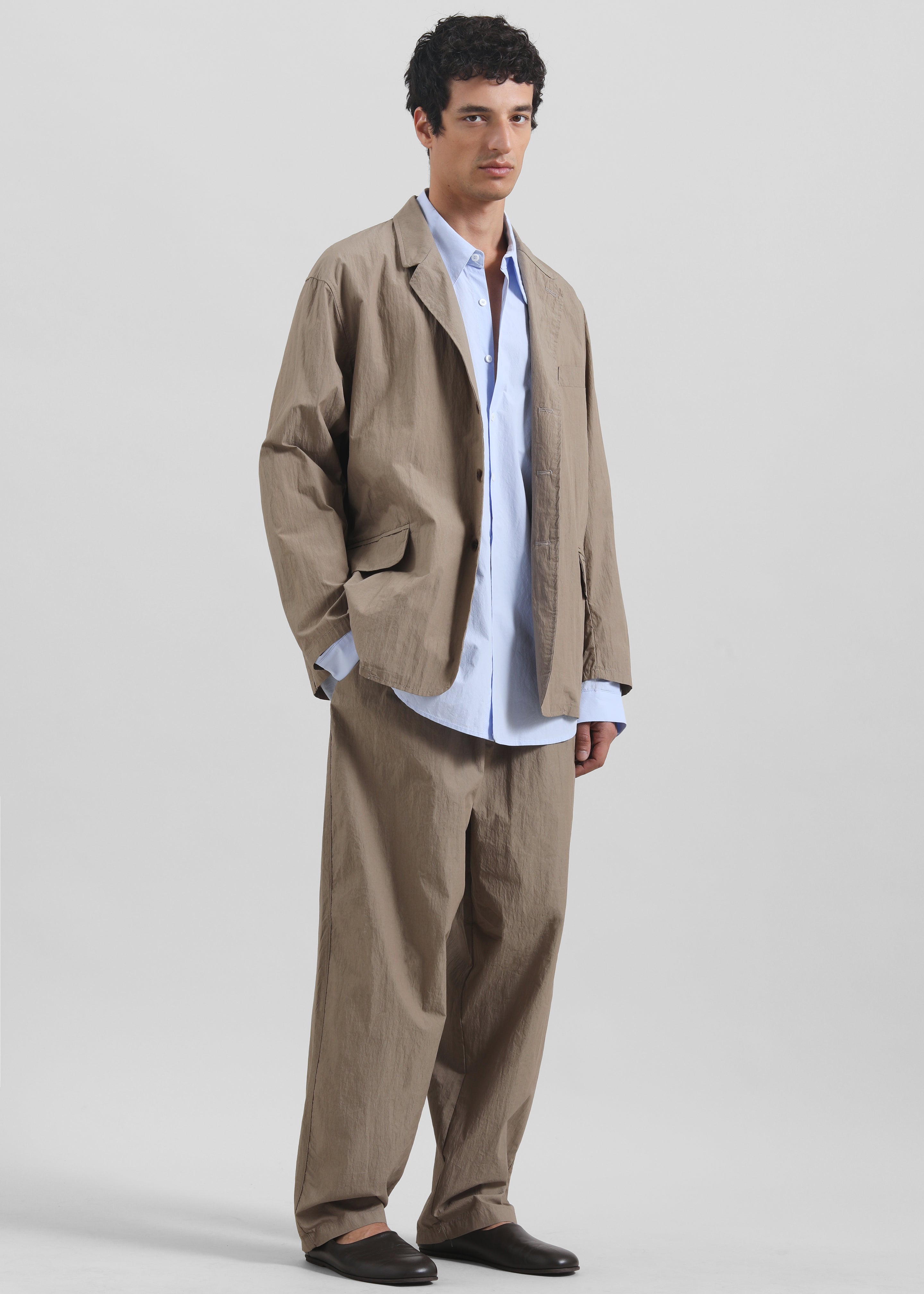 Ohio Crinkled Poplin Blazer - Taupe - 7