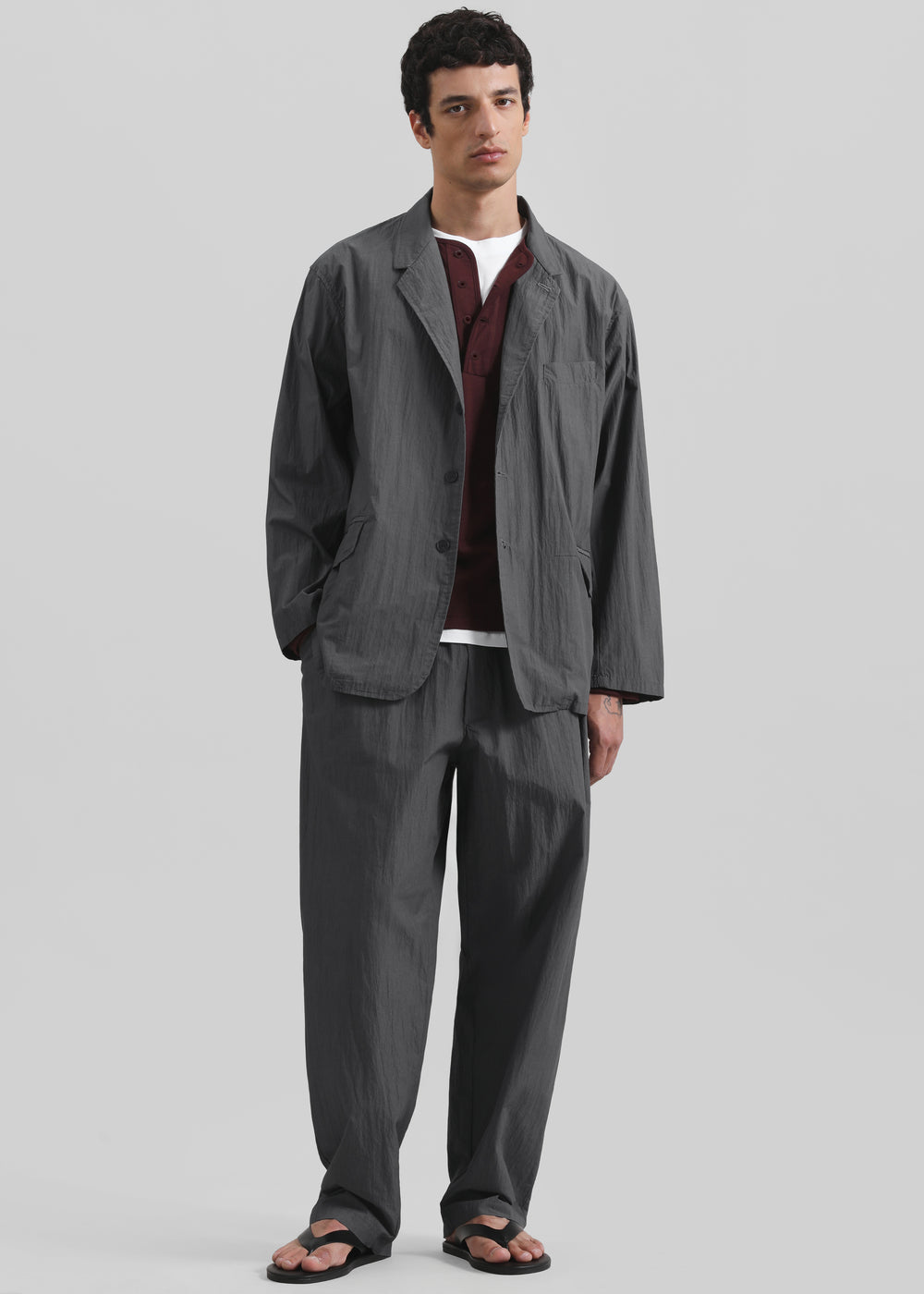 Ohio Crinkled Poplin Pants - Slate Grey