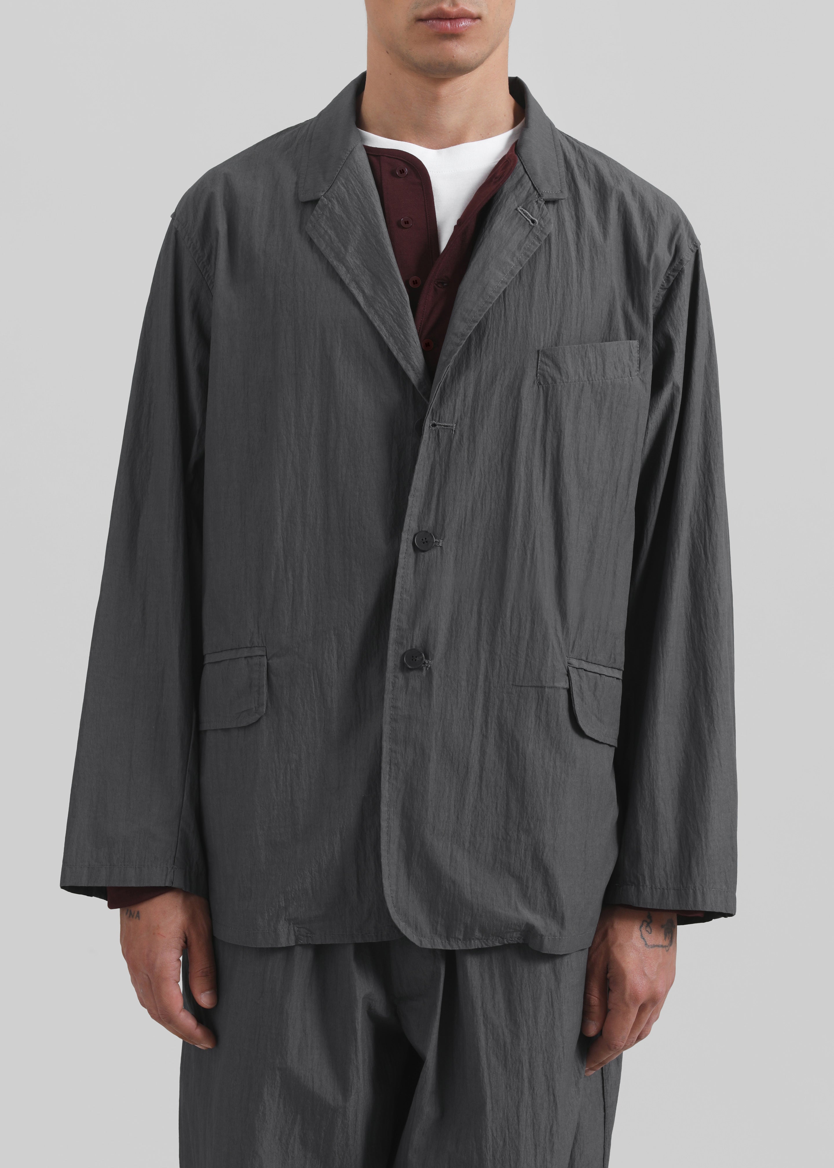 Ohio Crinkled Poplin Blazer - Slate Grey - 5