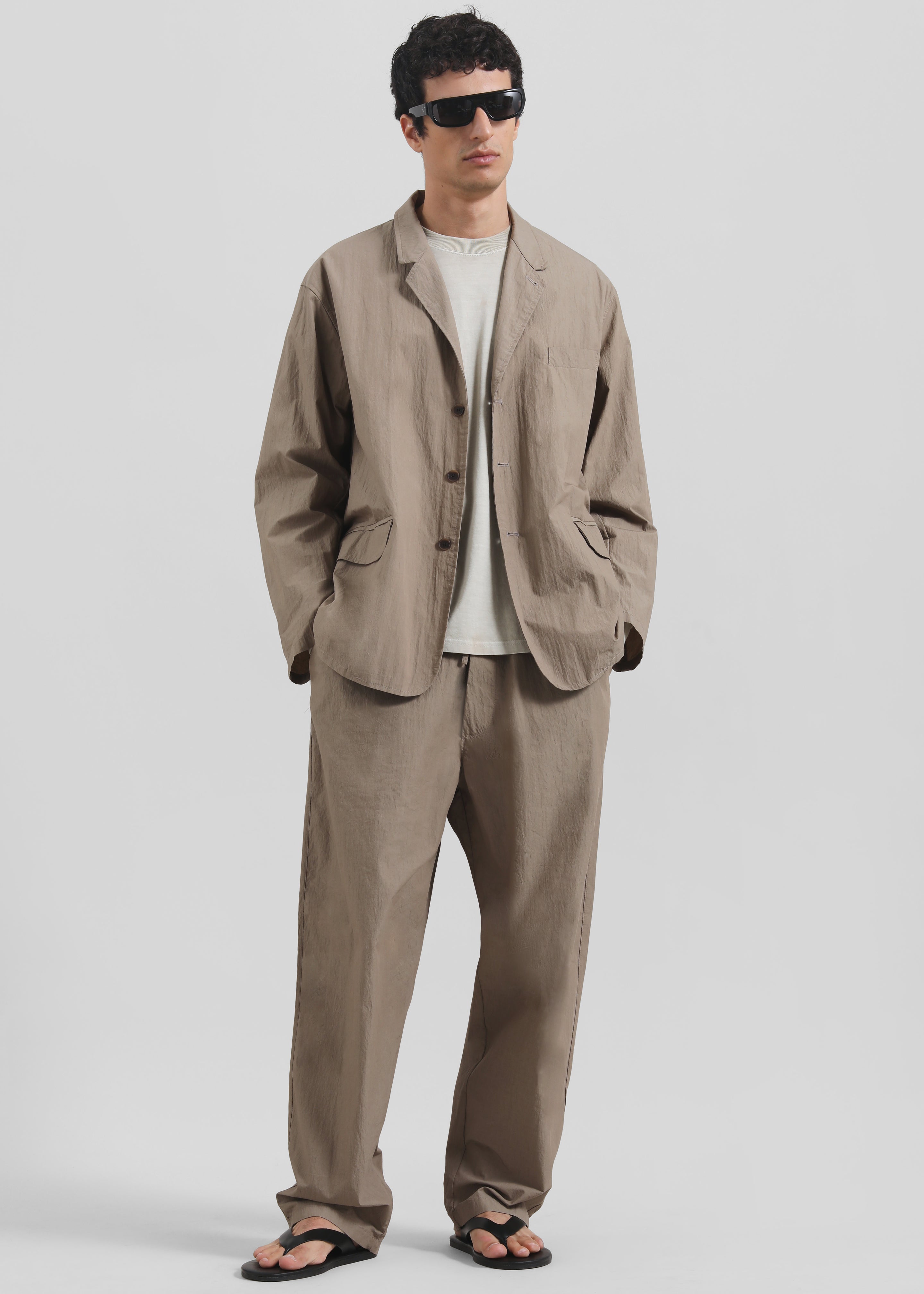 Ohio Crinkled Poplin Blazer - Taupe - 5