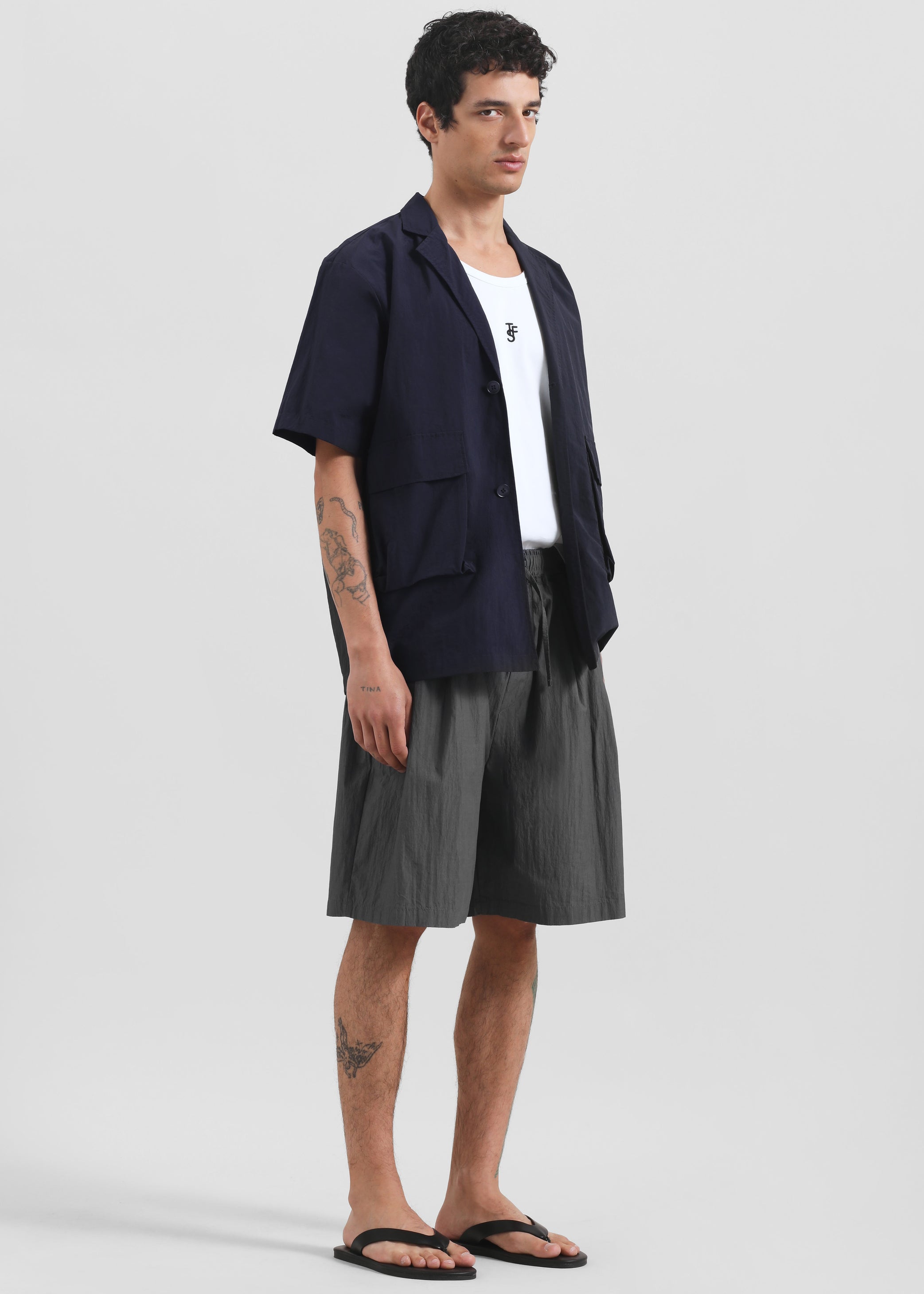 Shop the look image for Ohio Crinkled Poplin Shorts - Slate Grey
