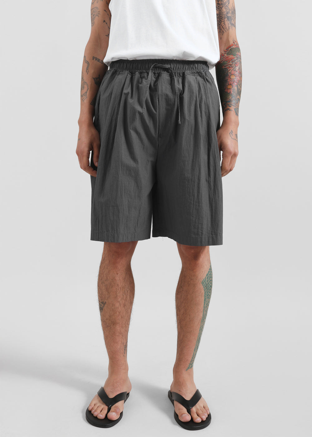 Ohio Crinkled Poplin Shorts - Slate Grey - 1