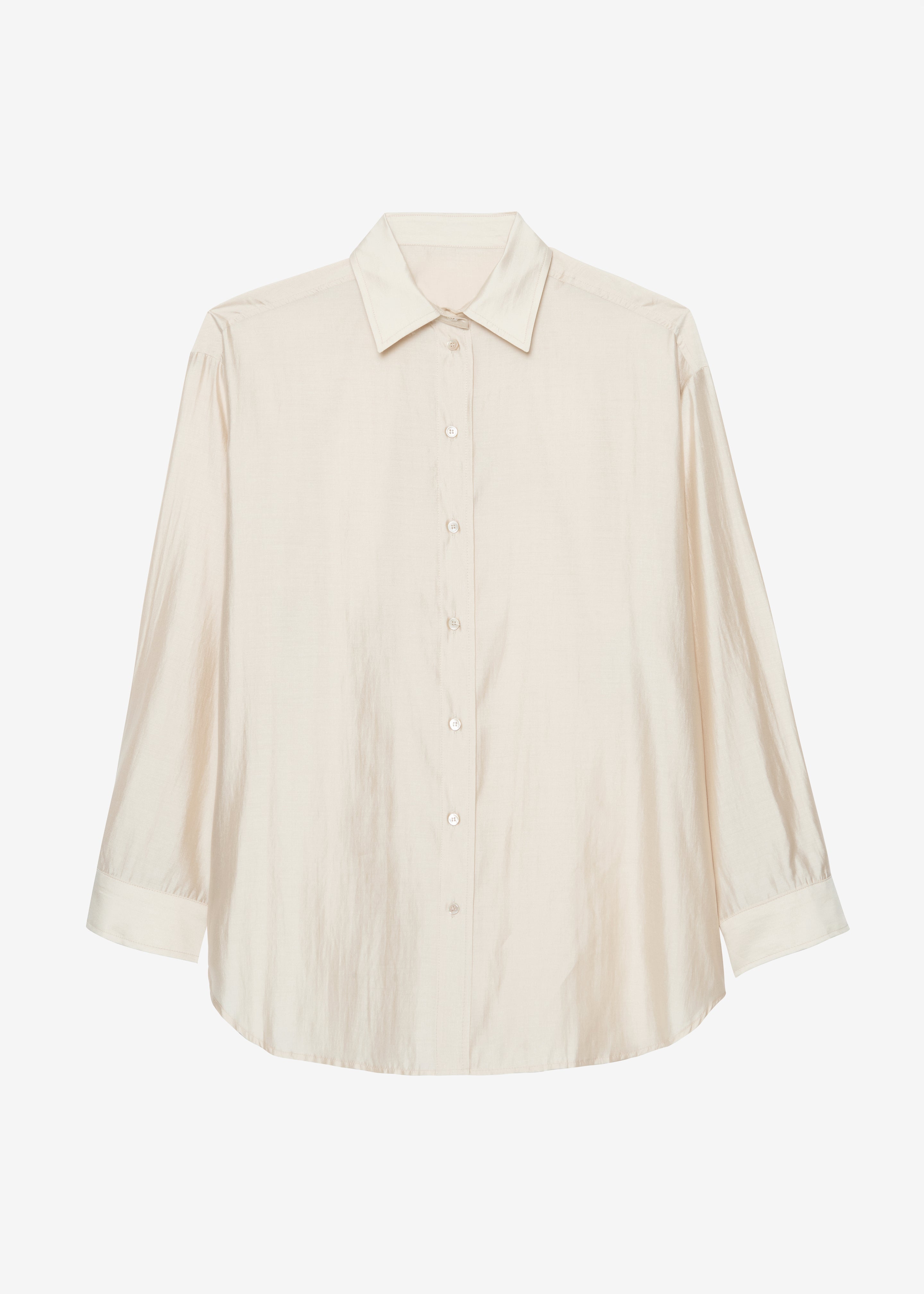 Ola Semi Sheer Button Up Shirt - Ivory - 8