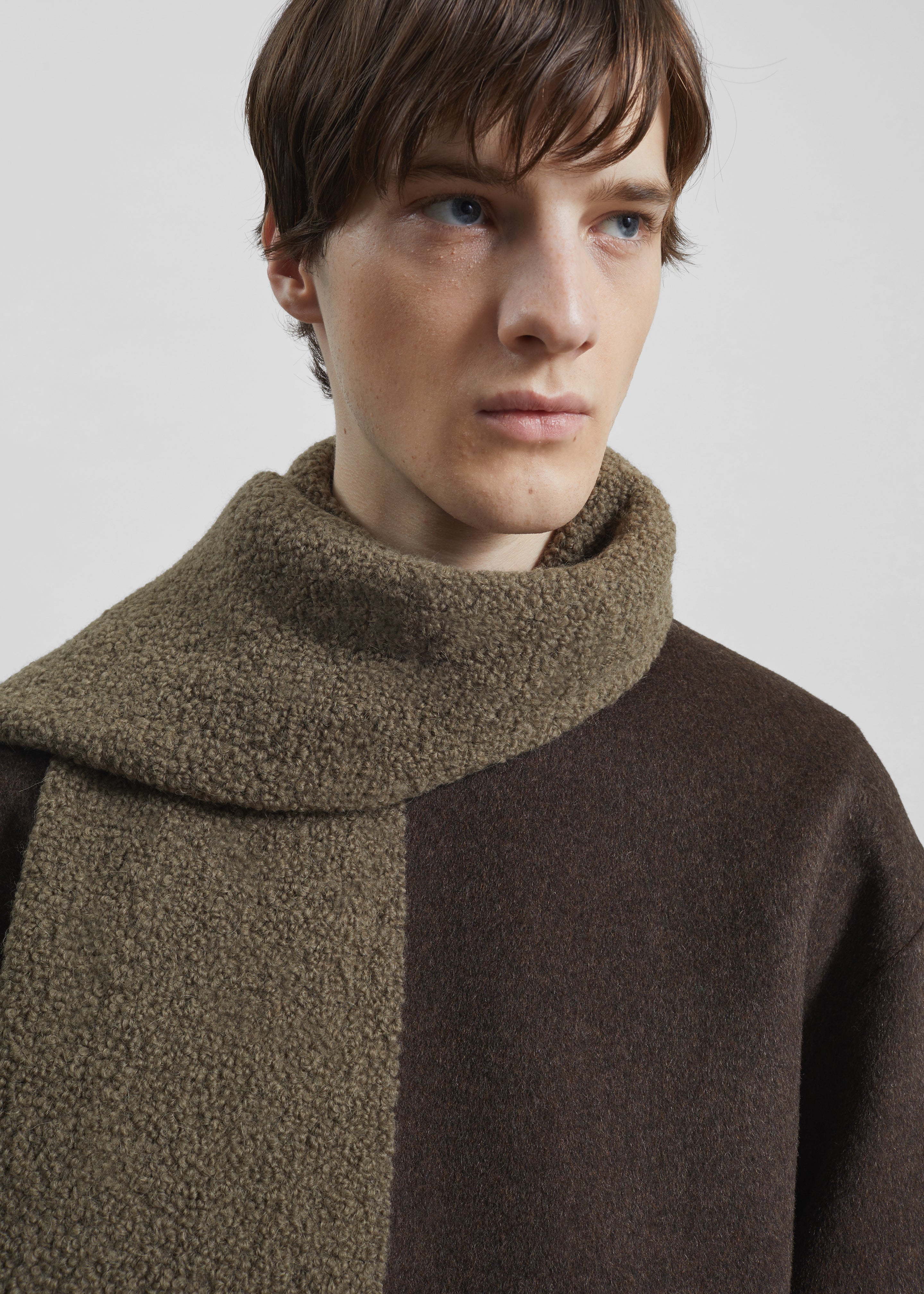 Olari Alpaca Blend Boucle Scarf - Olive - 7 - [gender-male]