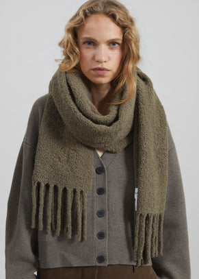 Olari Alpaca Blend Boucle Scarf - Olive