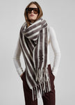 Olari Alpaca Blend Scarf - Brown/White Stripe