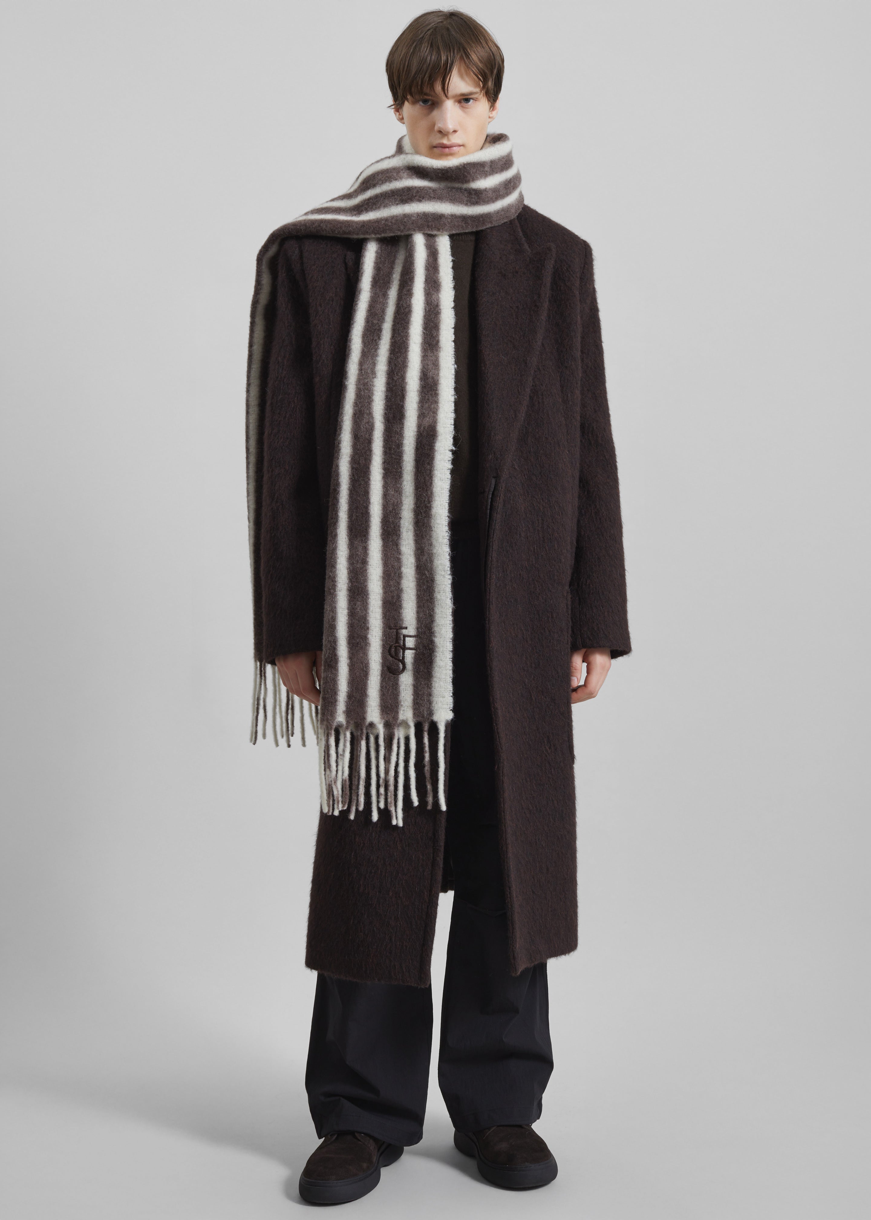 Olari Alpaca Blend Scarf - Brown/White Stripe - 7 - [gender-male]