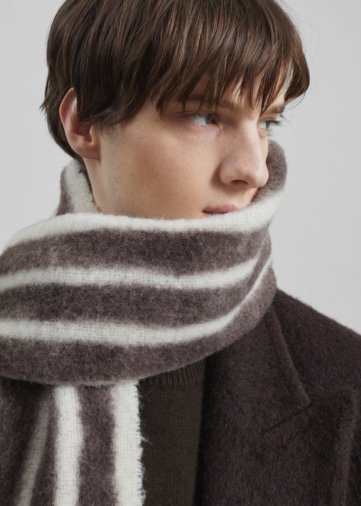 Olari Alpaca Blend Scarf - Brown/White Stripe - 8 - [gender-male]