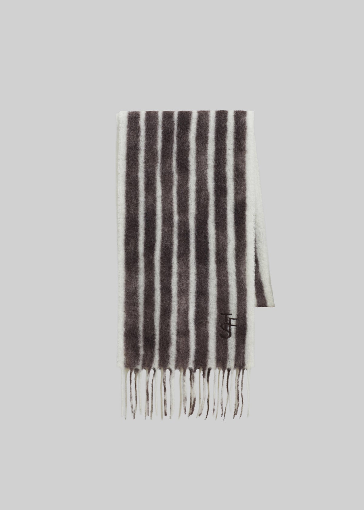 Olari Alpaca Blend Scarf - Brown/White Stripe - 6