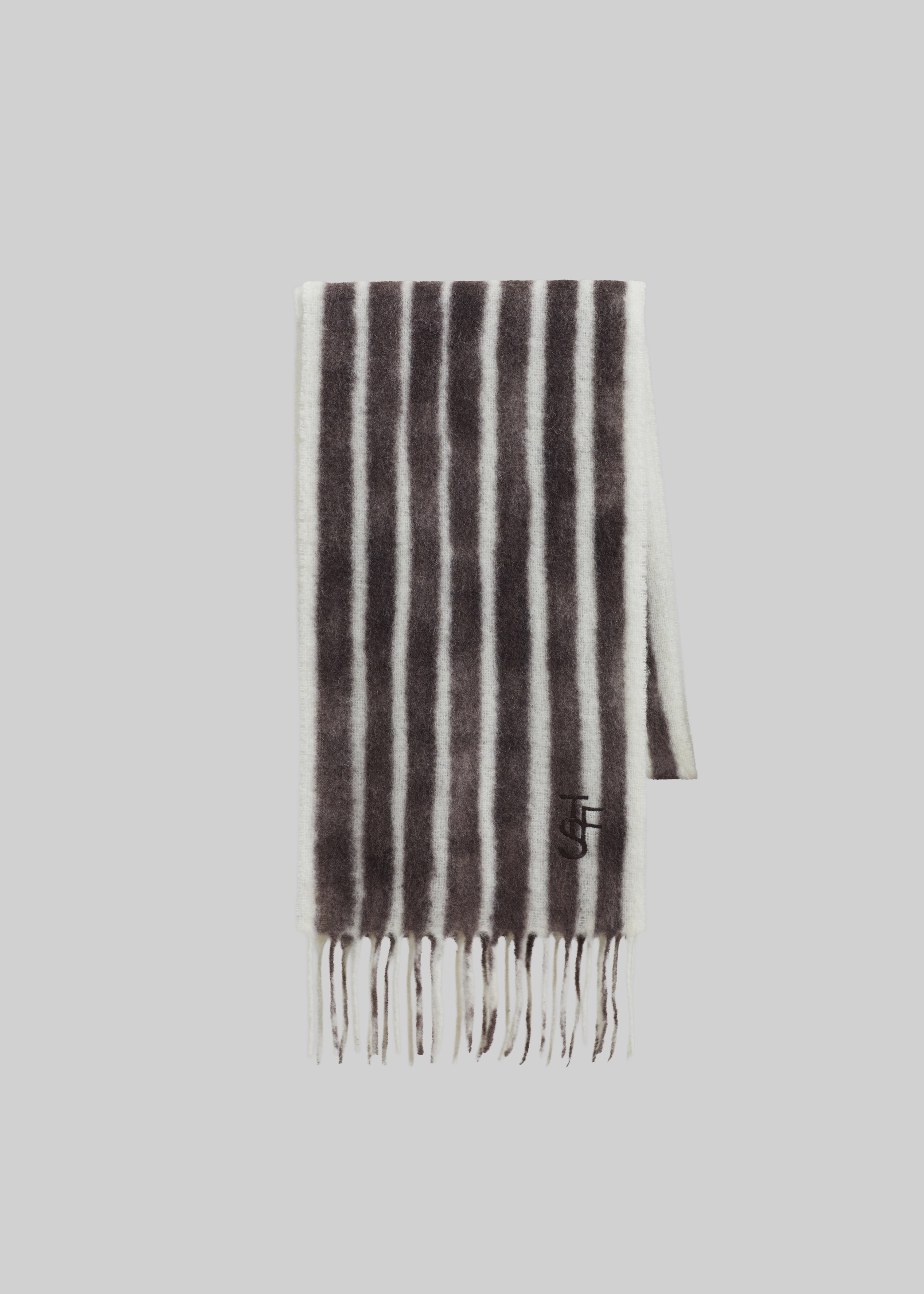 Olari Alpaca Blend Scarf - Brown/White Stripe - 6