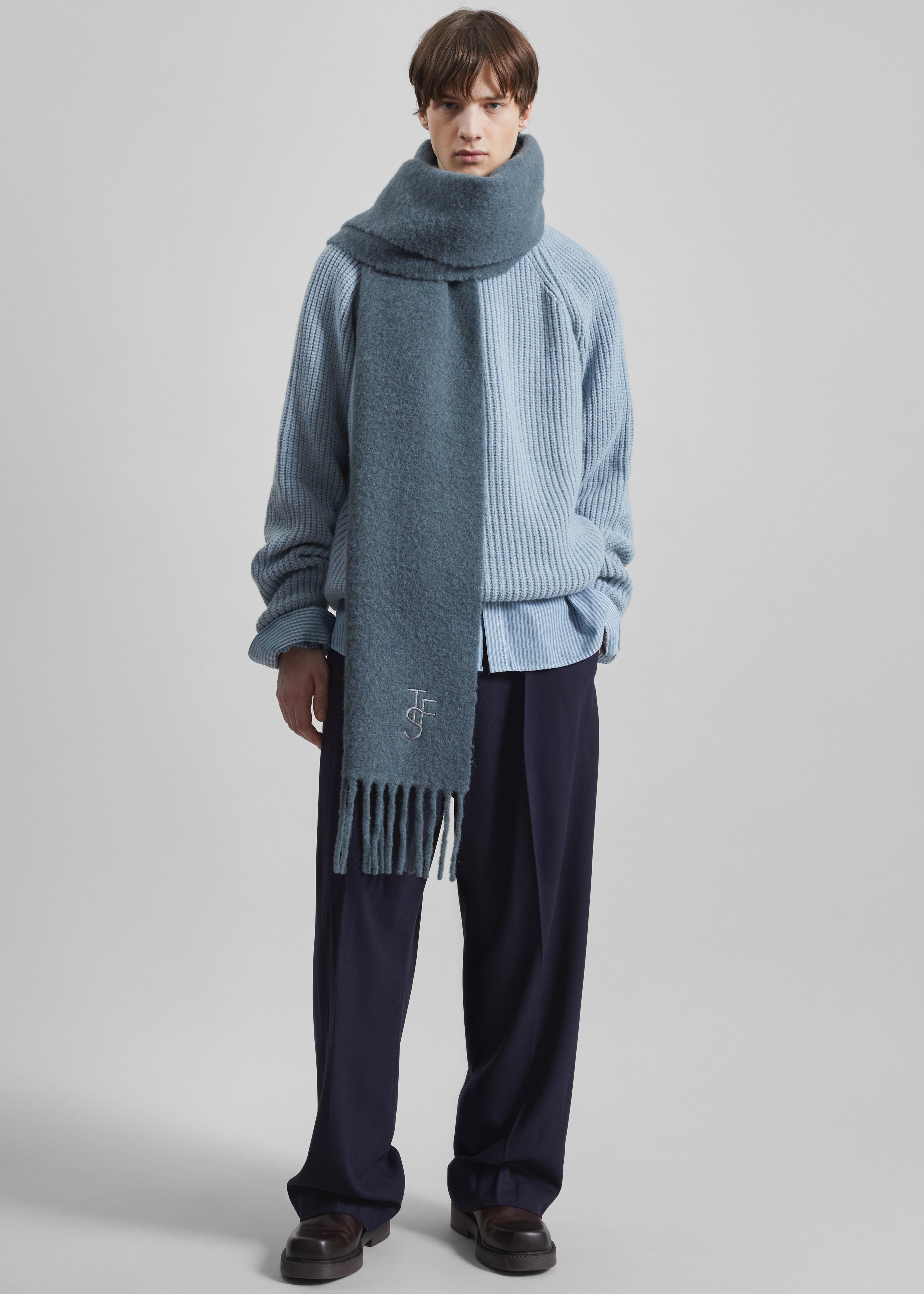 Olari Alpaca Blend Scarf - Dark Grey - 4 - [gender-male]