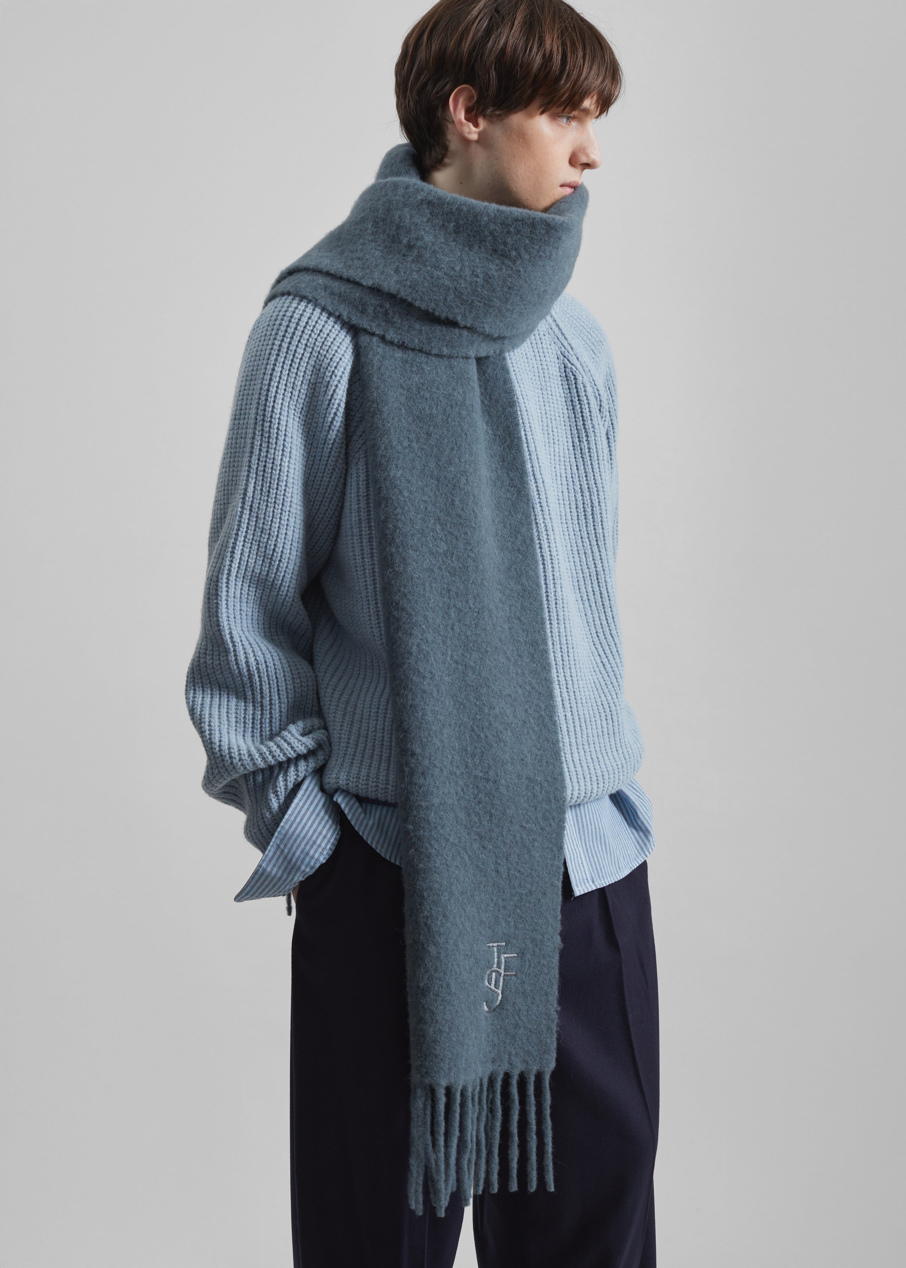 Olari Alpaca Blend Scarf - Dark Grey - 6