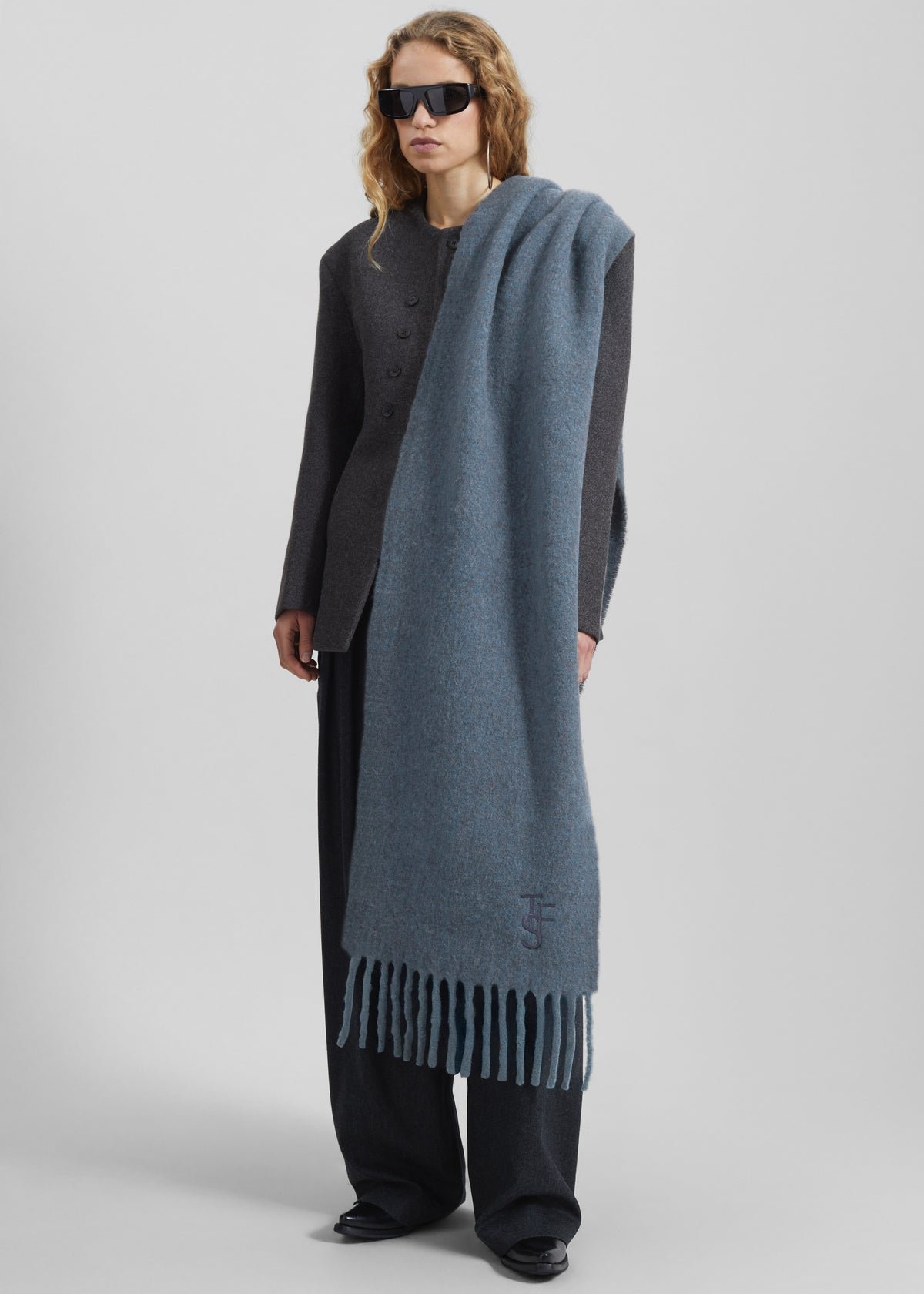 Olari Alpaca Blend Scarf - Dark Grey - 1