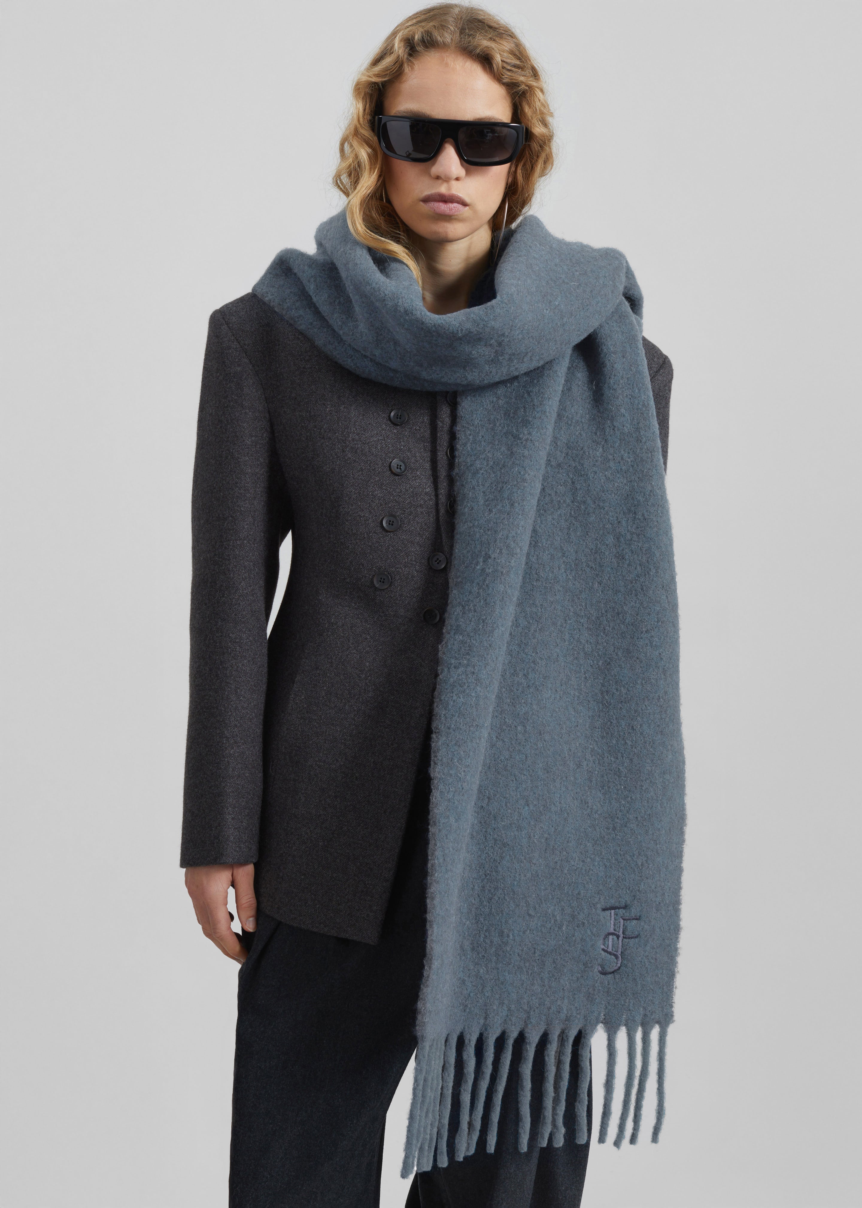 Olari Alpaca Blend Scarf - Dark Grey - 1