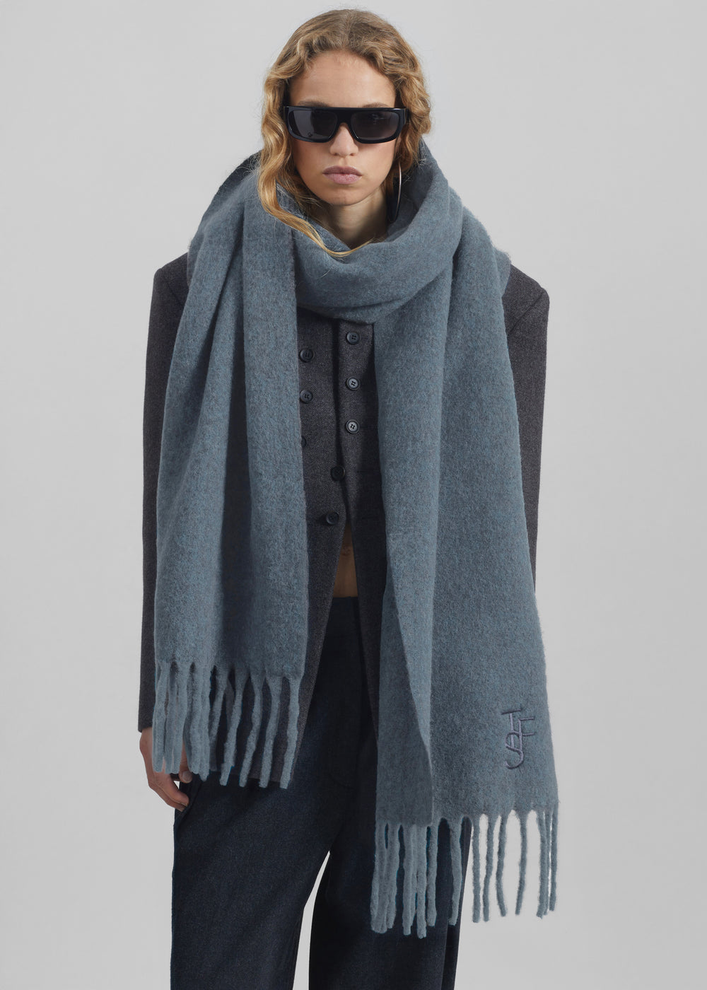 Olari Alpaca Blend Scarf - Dark Grey - 1