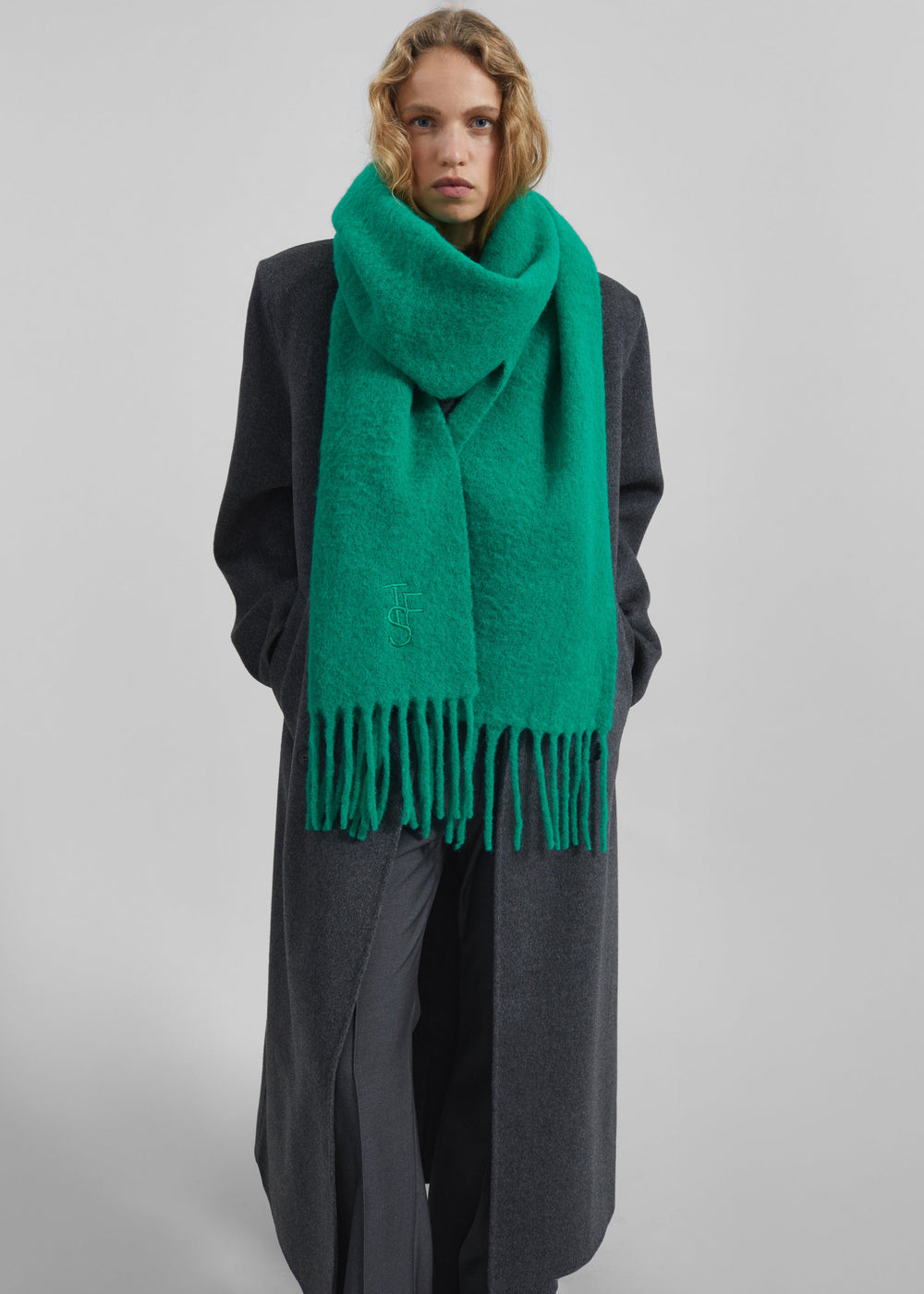 Olari Alpaca Blend Scarf - Green - 1