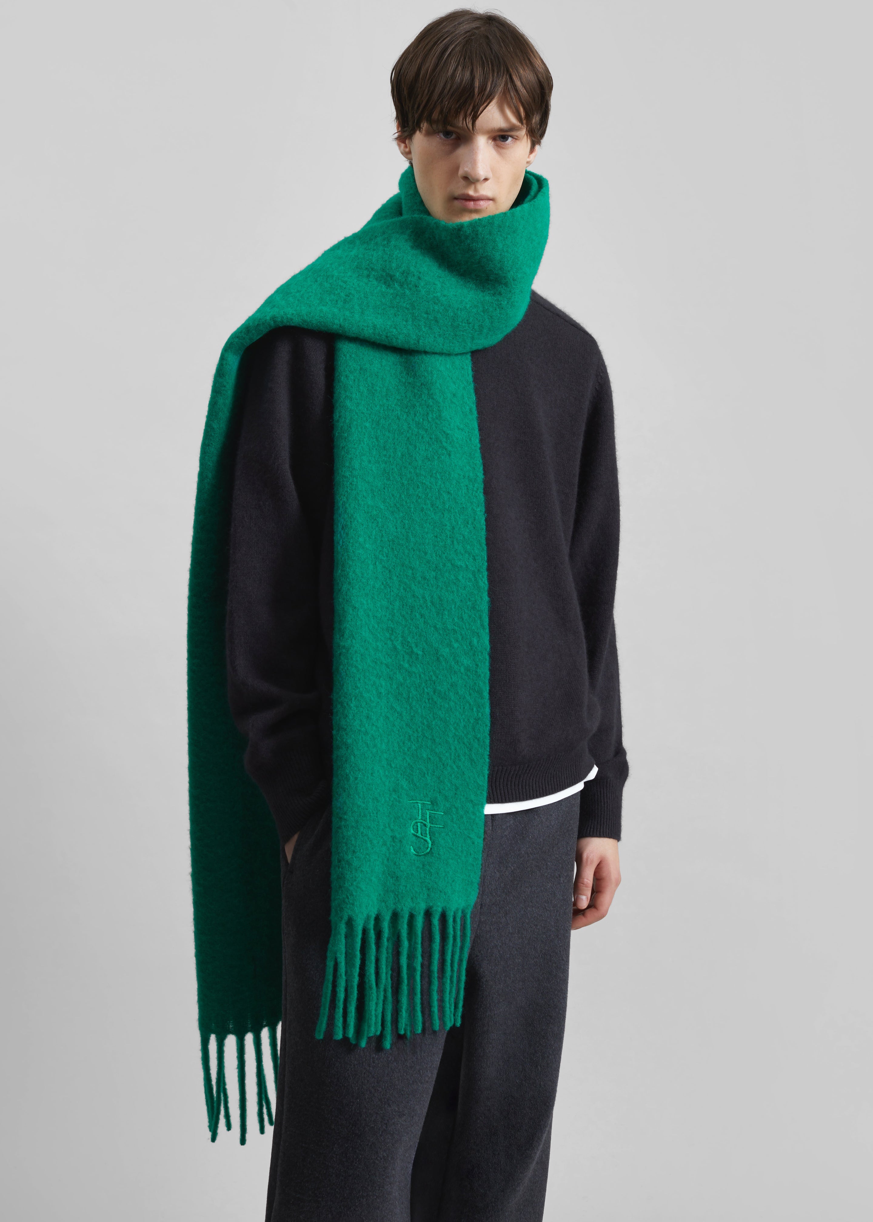 Olari Alpaca Blend Scarf - Green - 4 - [gender-male]