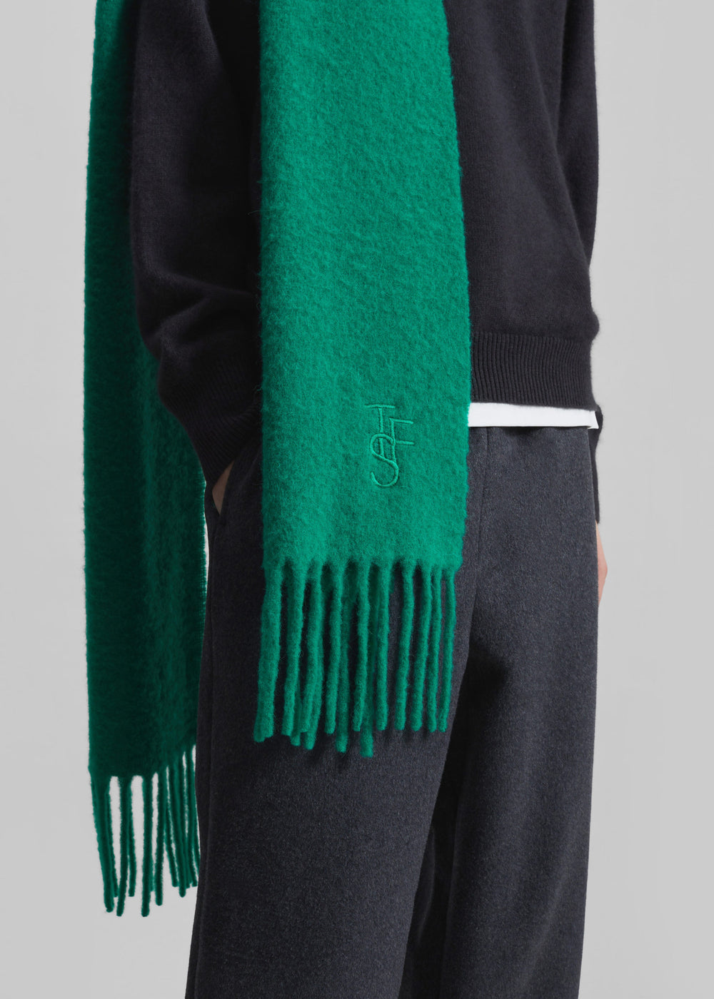 Olari Alpaca Blend Scarf - Green - 1