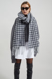 Olari Alpaca Blend Scarf - Grey Houndstooth Check