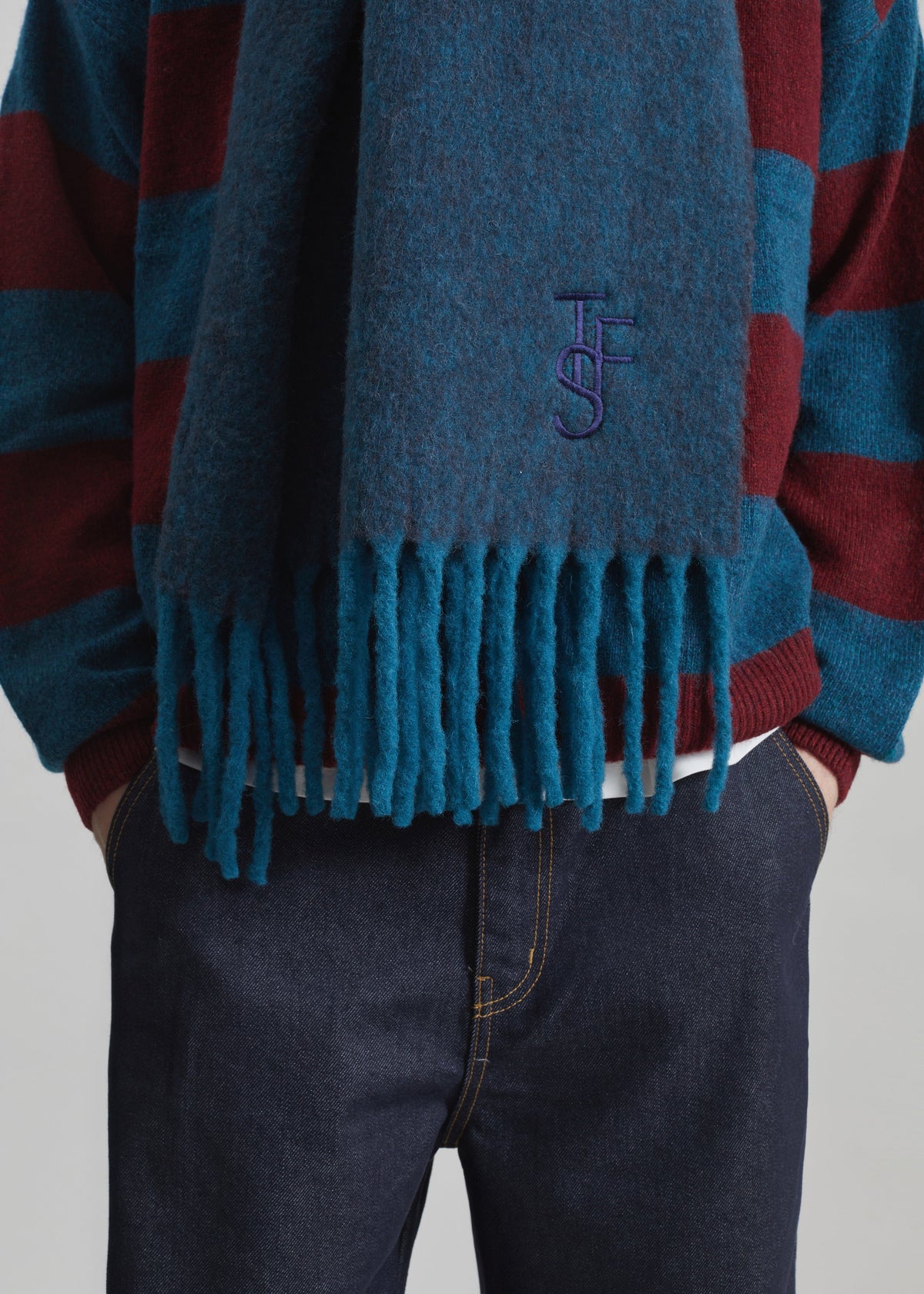 Olari Alpaca Blend Scarf - Navy Melange - 7 - [gender-male]