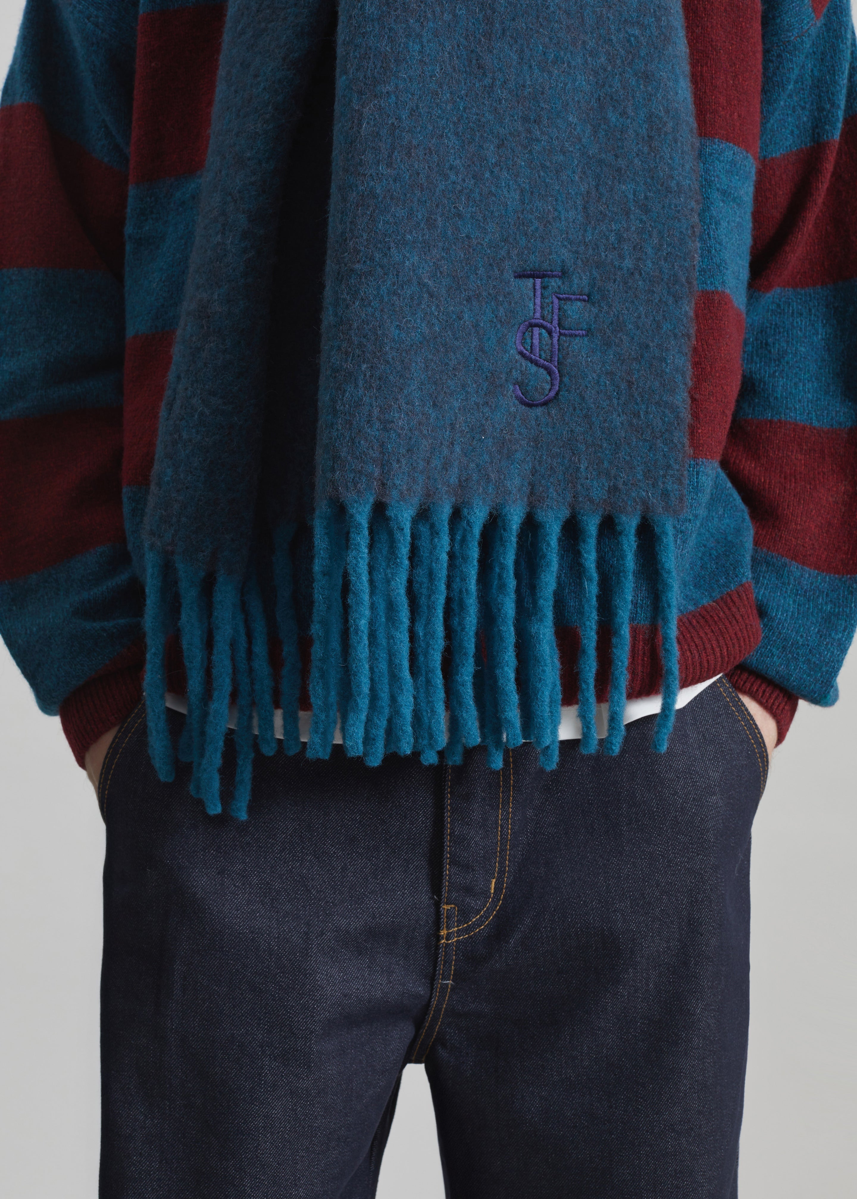 Olari Alpaca Blend Scarf - Navy Melange - 7 - [gender-male]