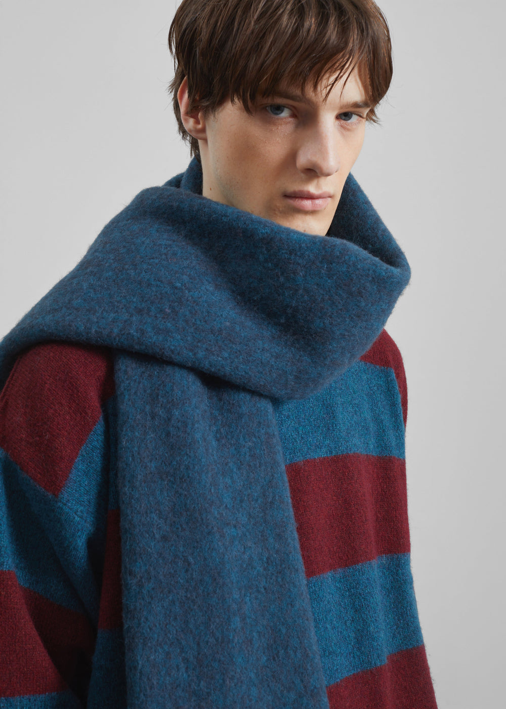 Olari Alpaca Blend Scarf - Navy Melange - 1