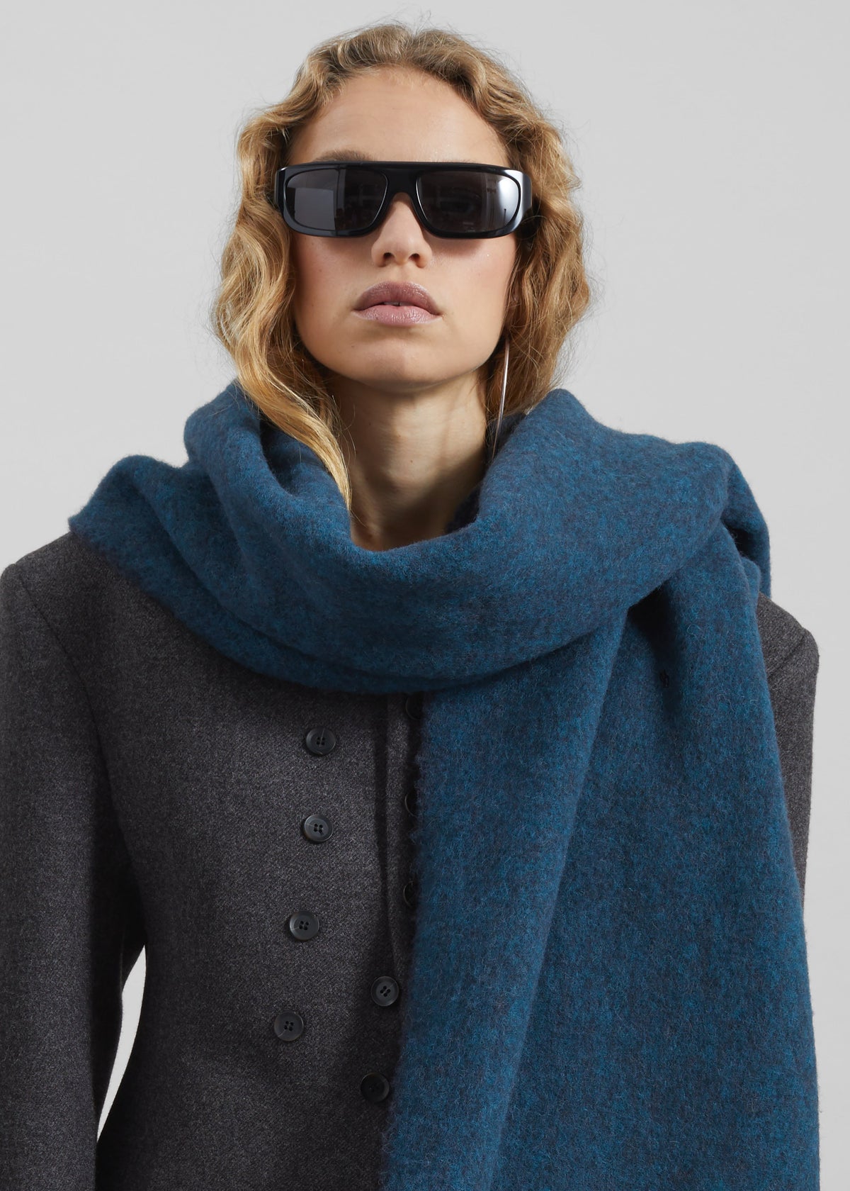 Olari Alpaca Blend Scarf - Navy Melange - 4