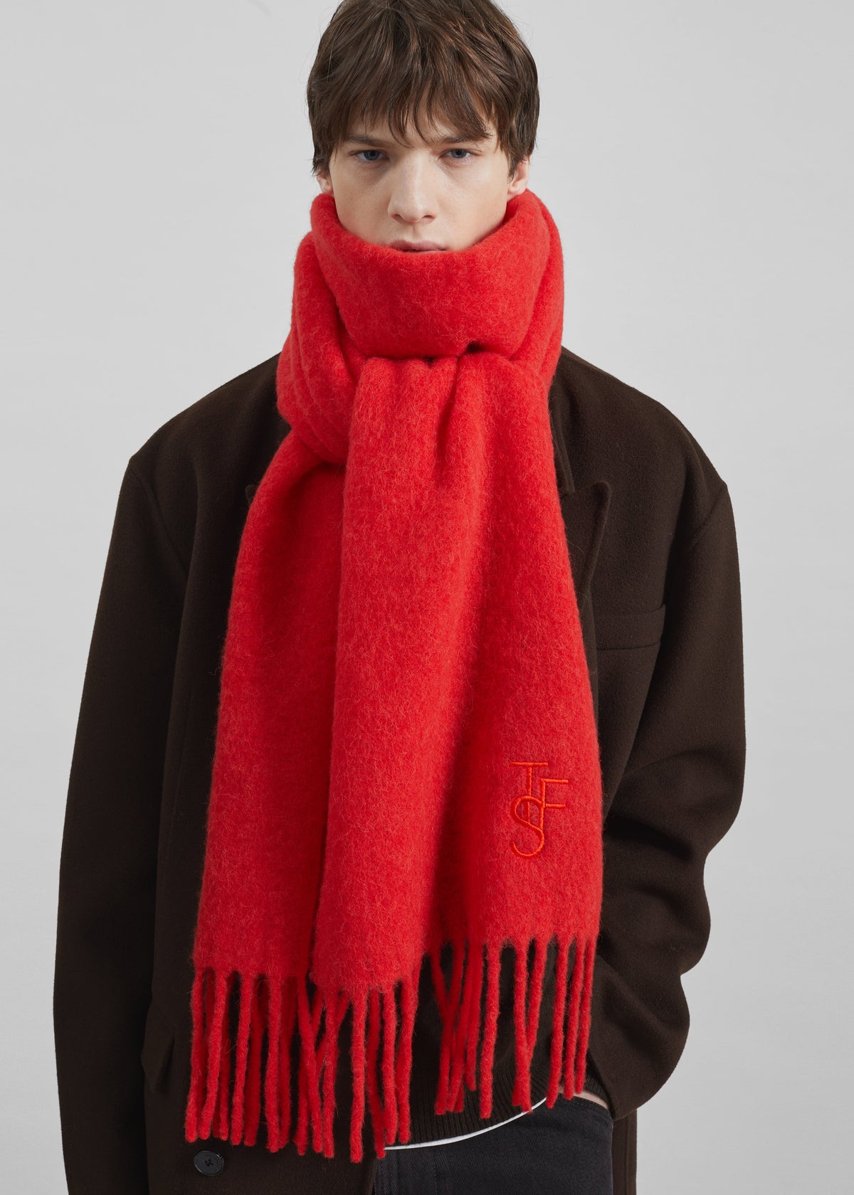 Olari Alpaca Blend Scarf - Red - 8