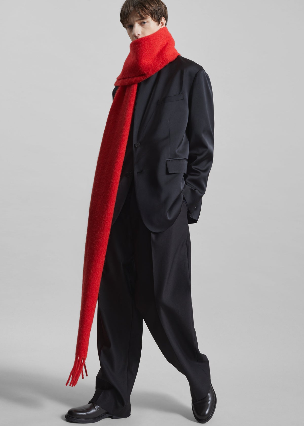 Olari Alpaca Blend Scarf - Red - 9