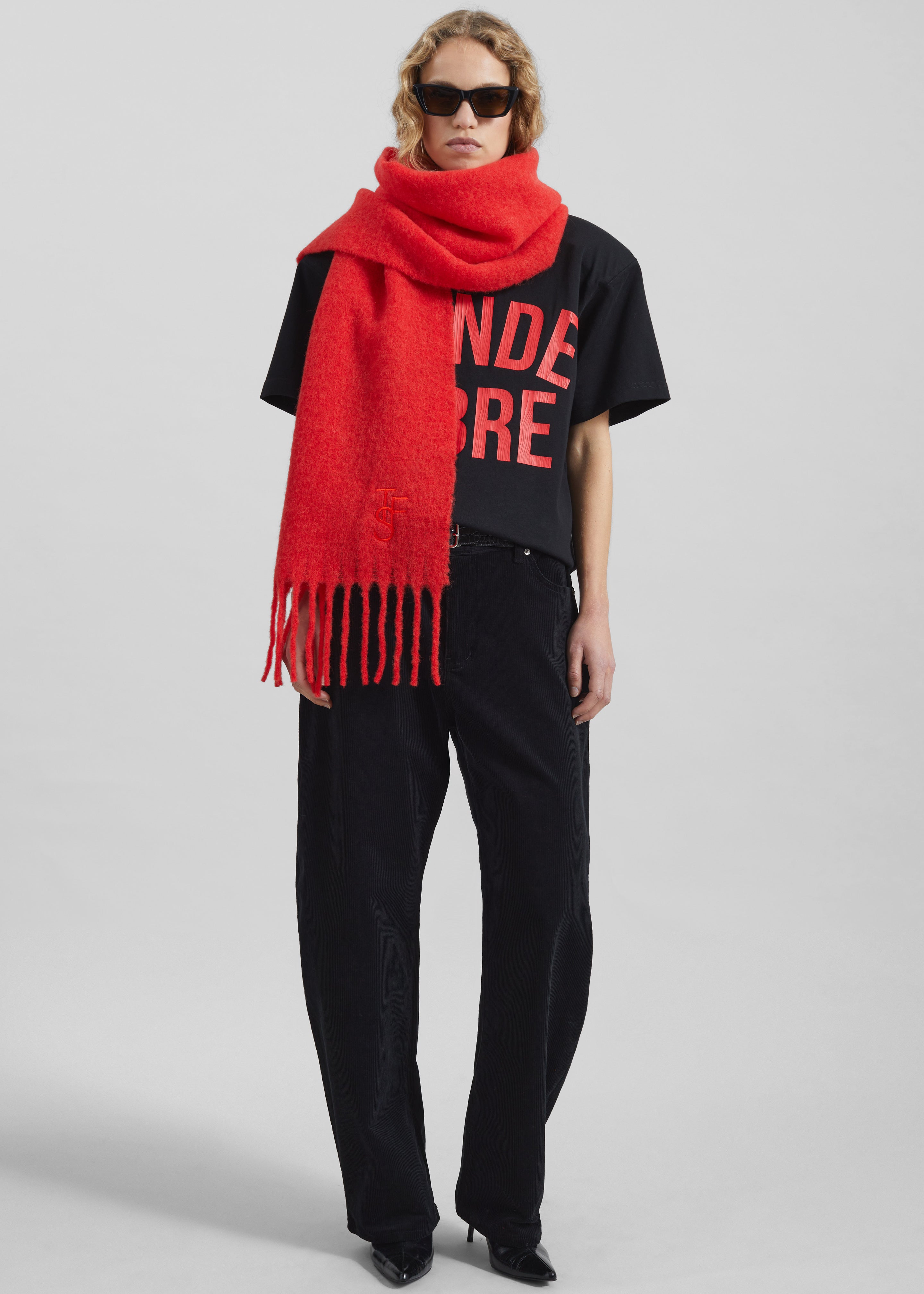 Olari Alpaca Blend Scarf - Red - 4