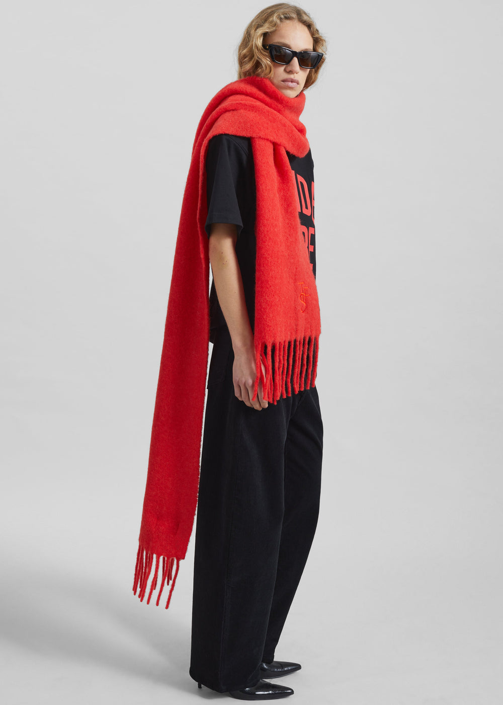 Olari Alpaca Blend Scarf - Red - 1