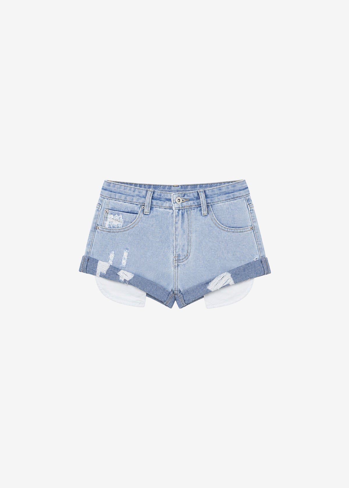 Mini short Oleron en denim usé - Bleu délavé clair - 9