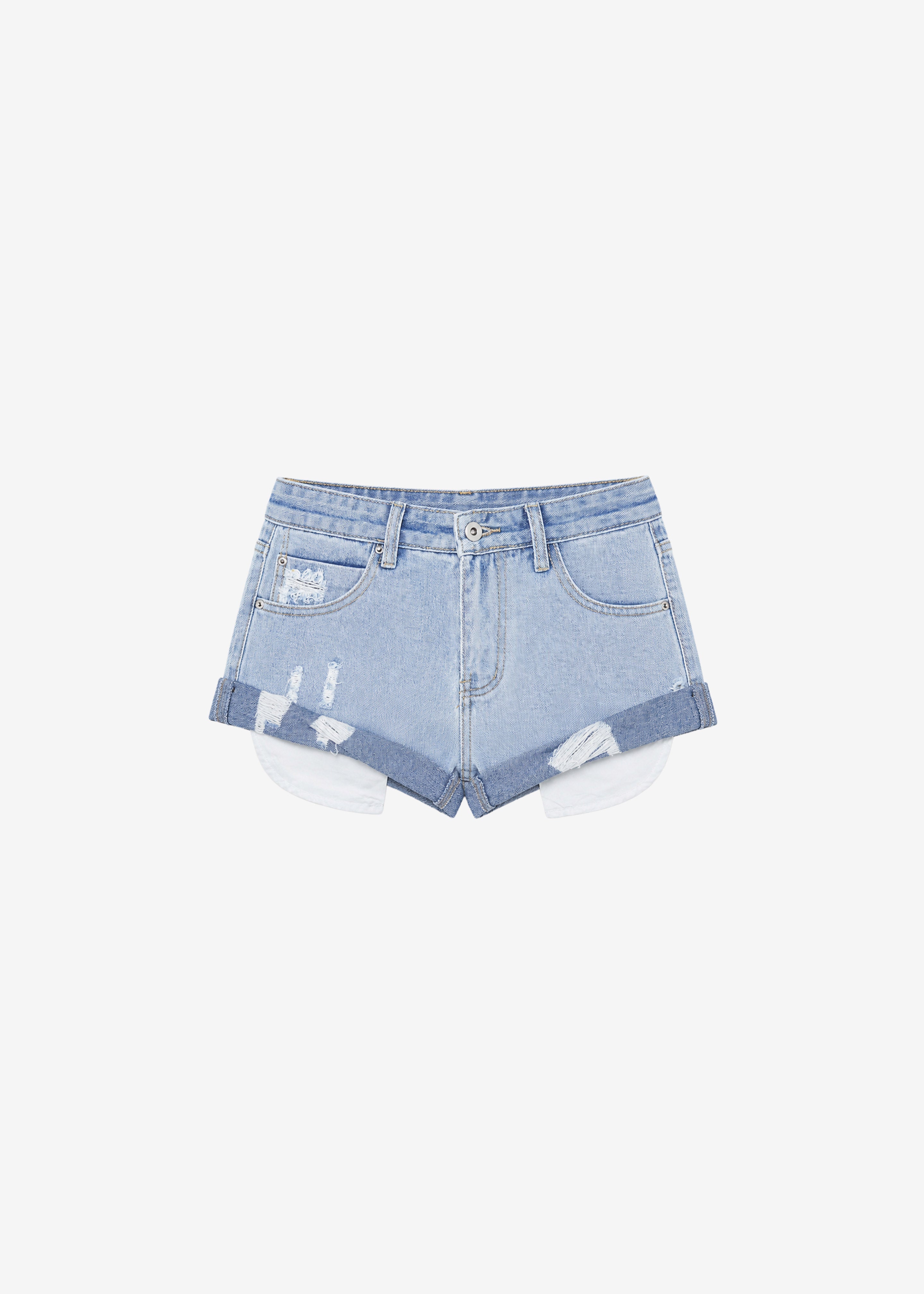 Mini short Oleron en denim usé - Bleu délavé clair - 9