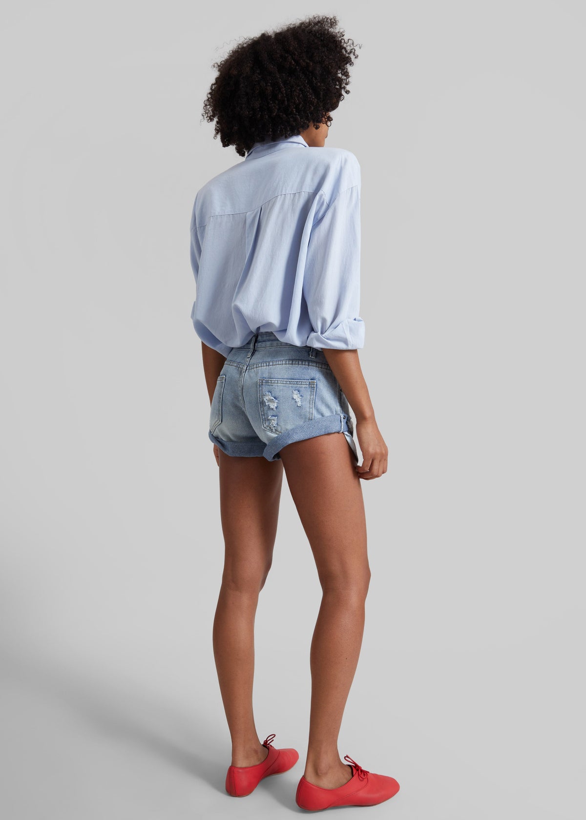 Mini short Oleron en denim usé - Bleu délavé clair - 8