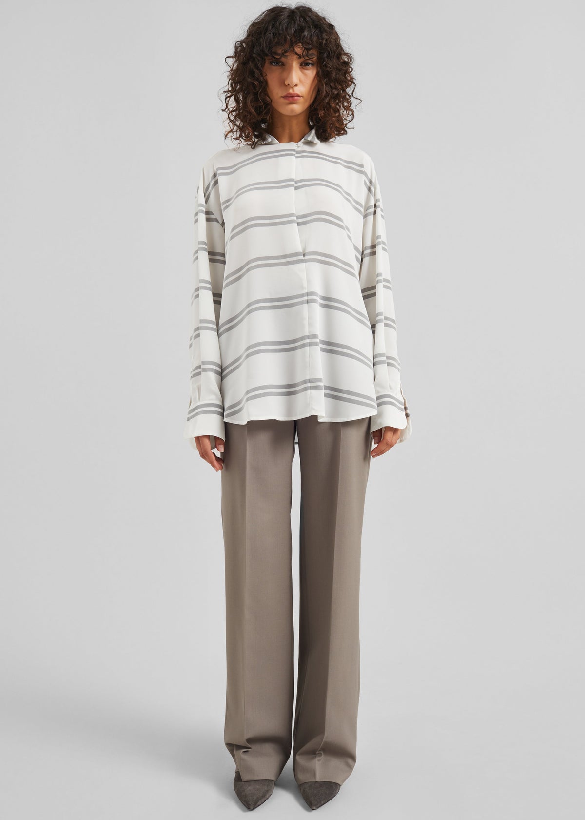 Oletta Blouse - White/Grey Stripe - 5