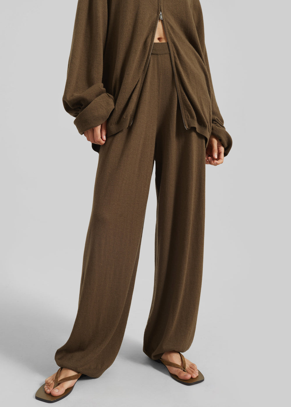 Olia Knit Joggers - Dark Camel - 1